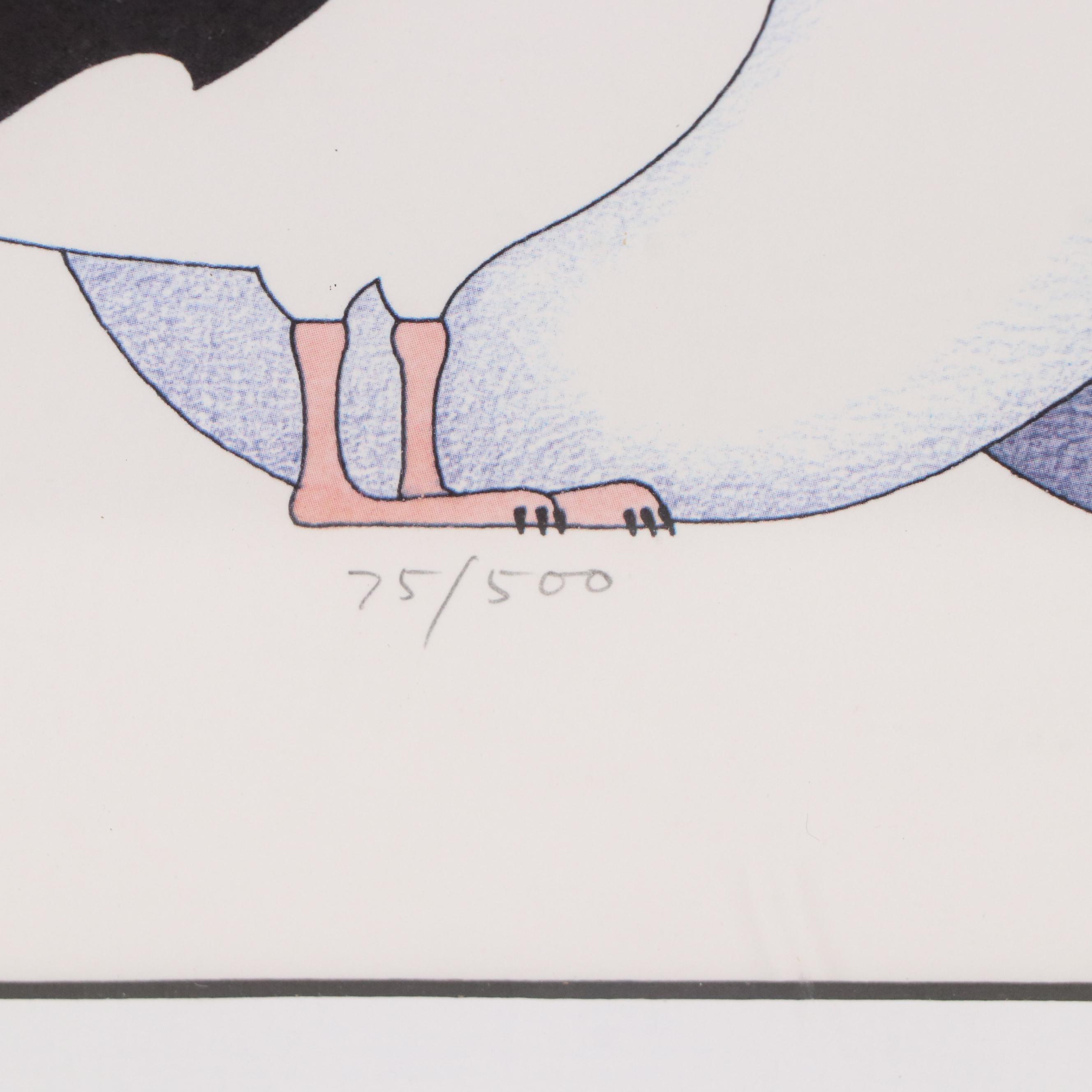 Ikki Matsumoto Penguin Offset Lithograph "Yessir, That's My Baby!"