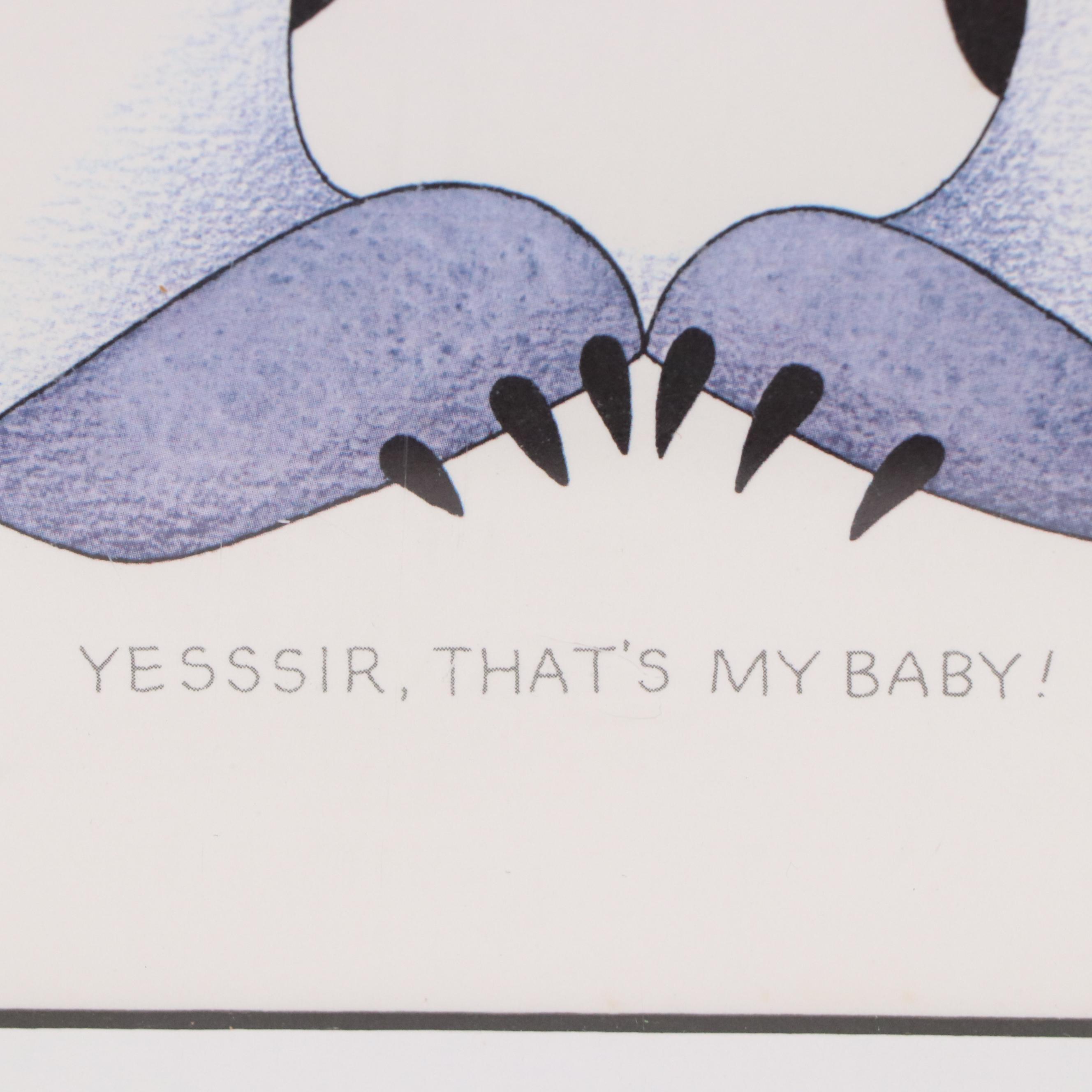 Ikki Matsumoto Penguin Offset Lithograph "Yessir, That's My Baby!"
