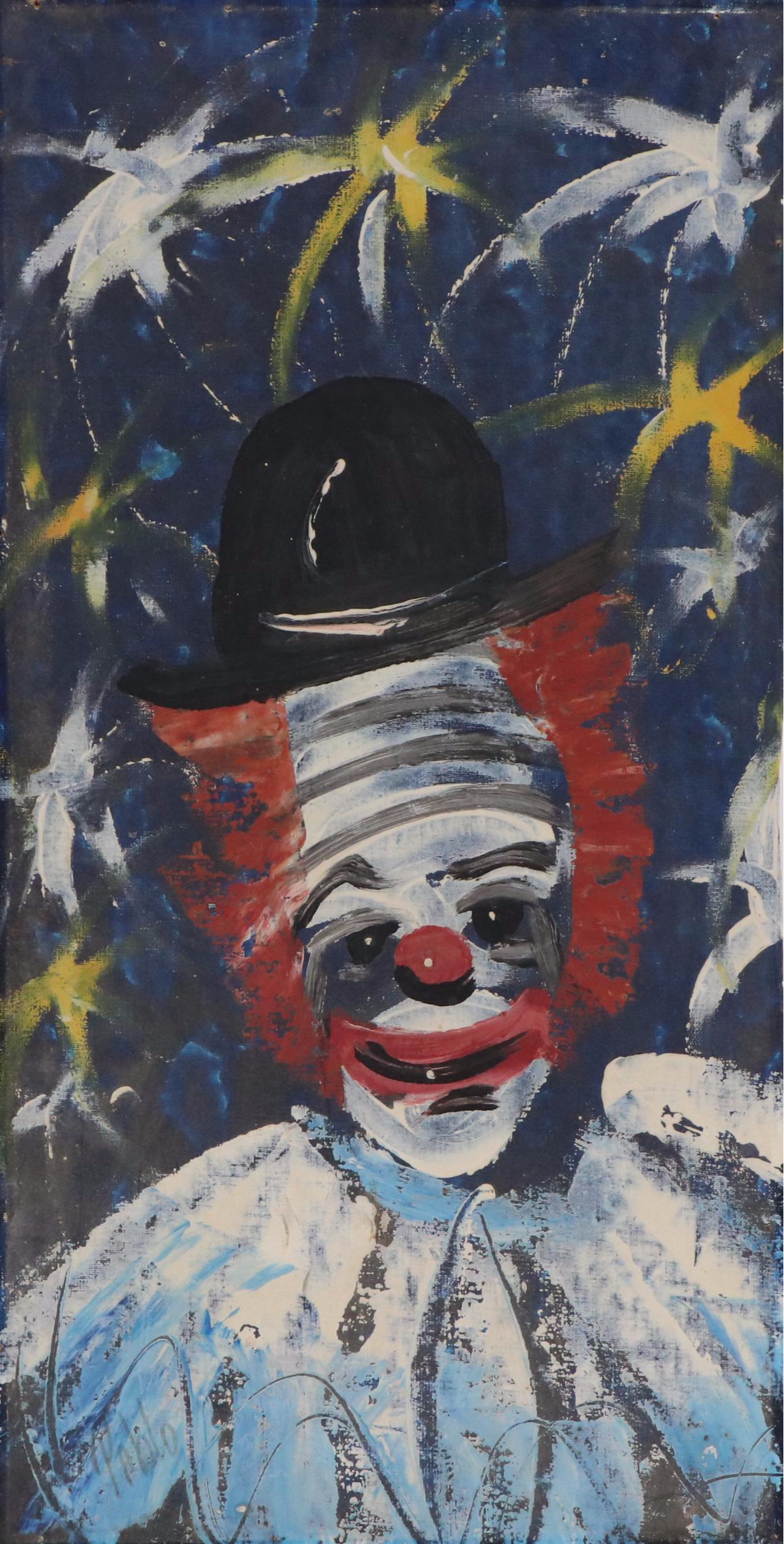 Pablo Clown Portrait Oil Painting, Mid to Late 20th Century