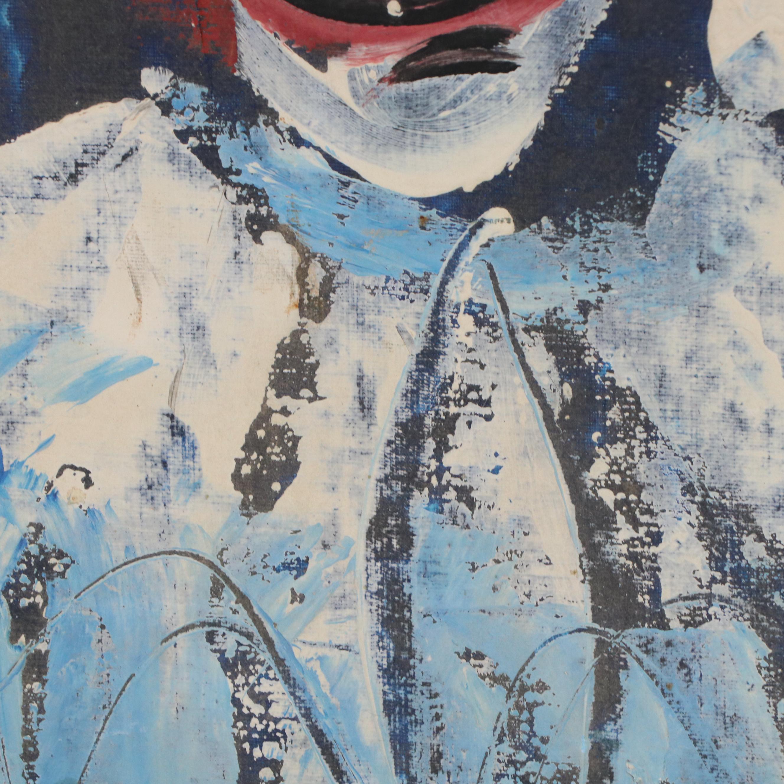 Pablo Clown Portrait Oil Painting, Mid to Late 20th Century