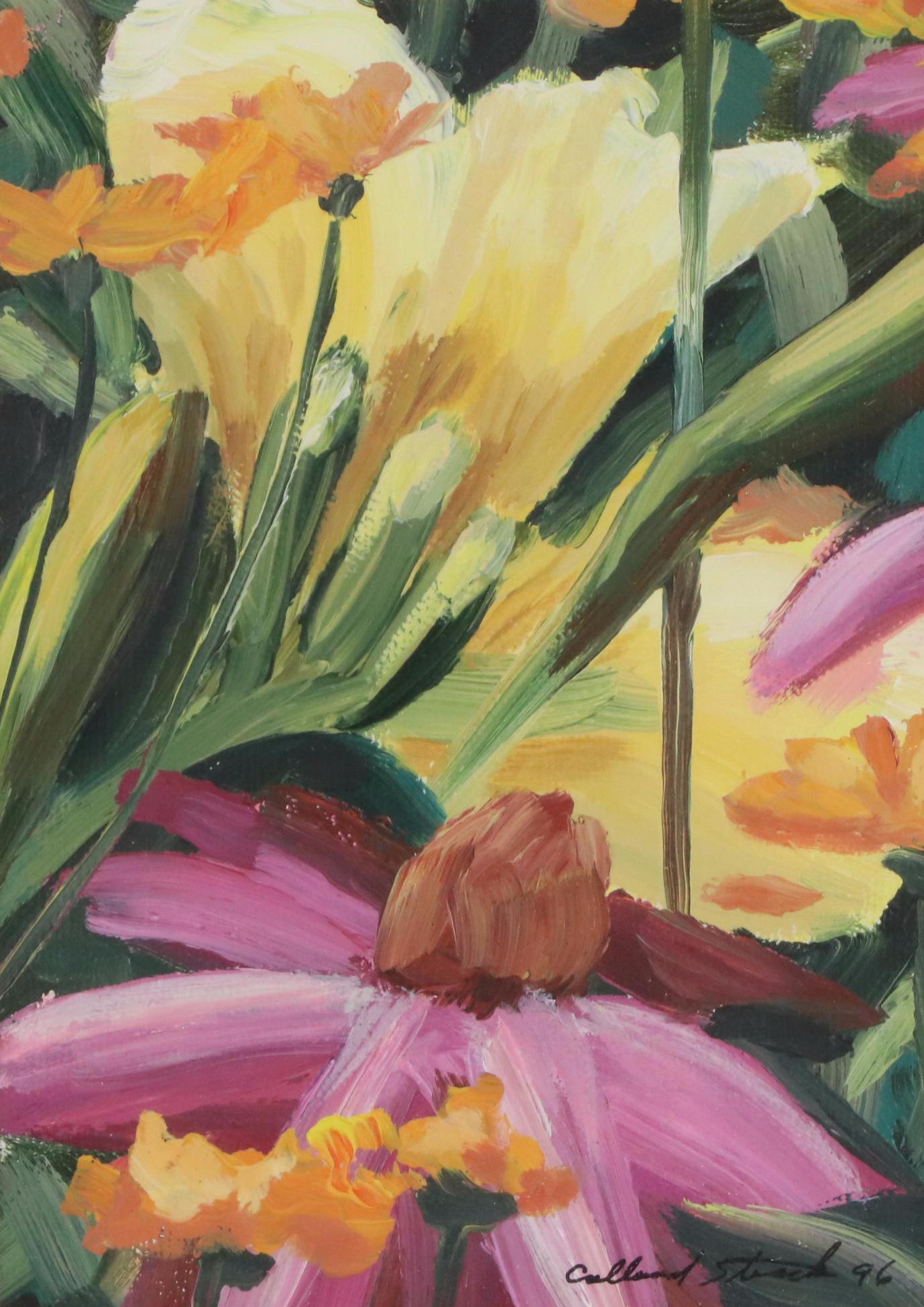 Mary E Calland Strack Floral Oil Painting, 1996