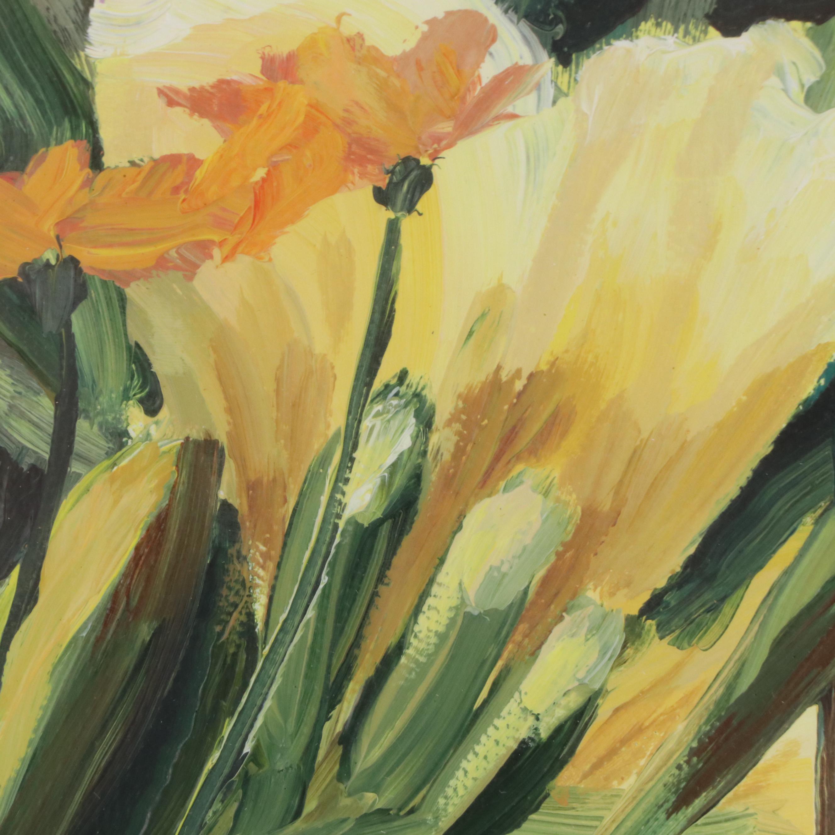 Mary E Calland Strack Floral Oil Painting, 1996