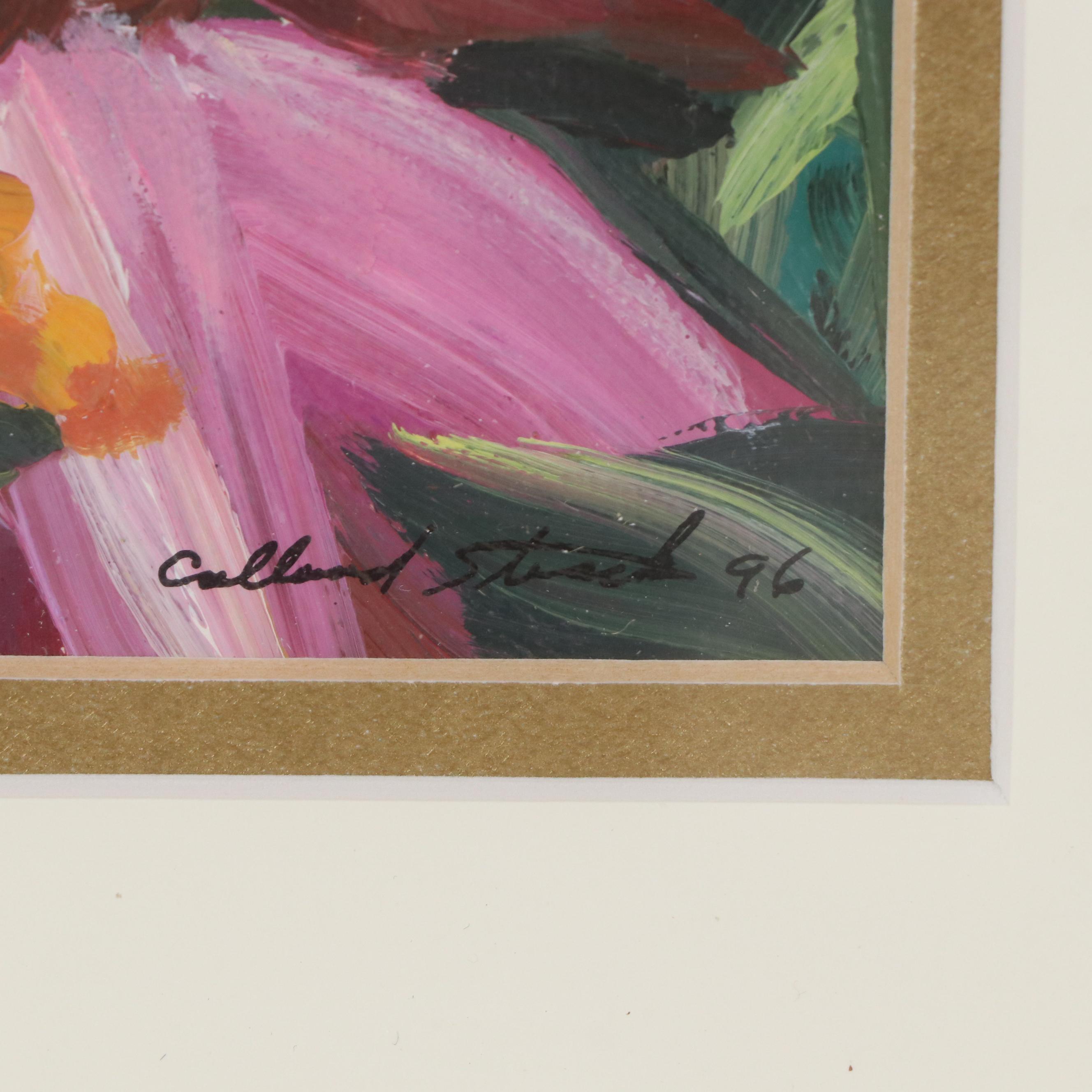 Mary E Calland Strack Floral Oil Painting, 1996