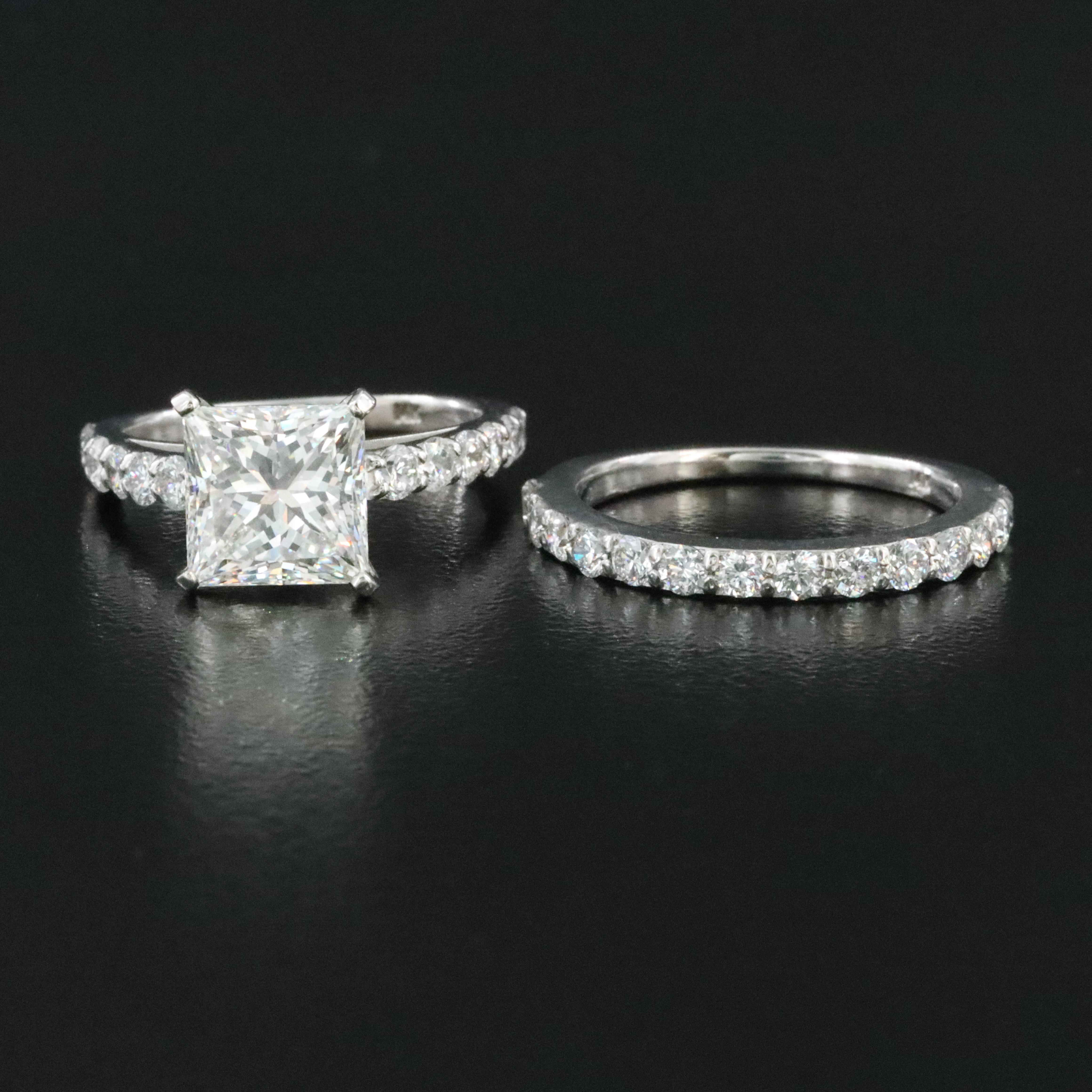 14K 4.07 CTW Lab Grown Diamond Ring Set with IGI Report