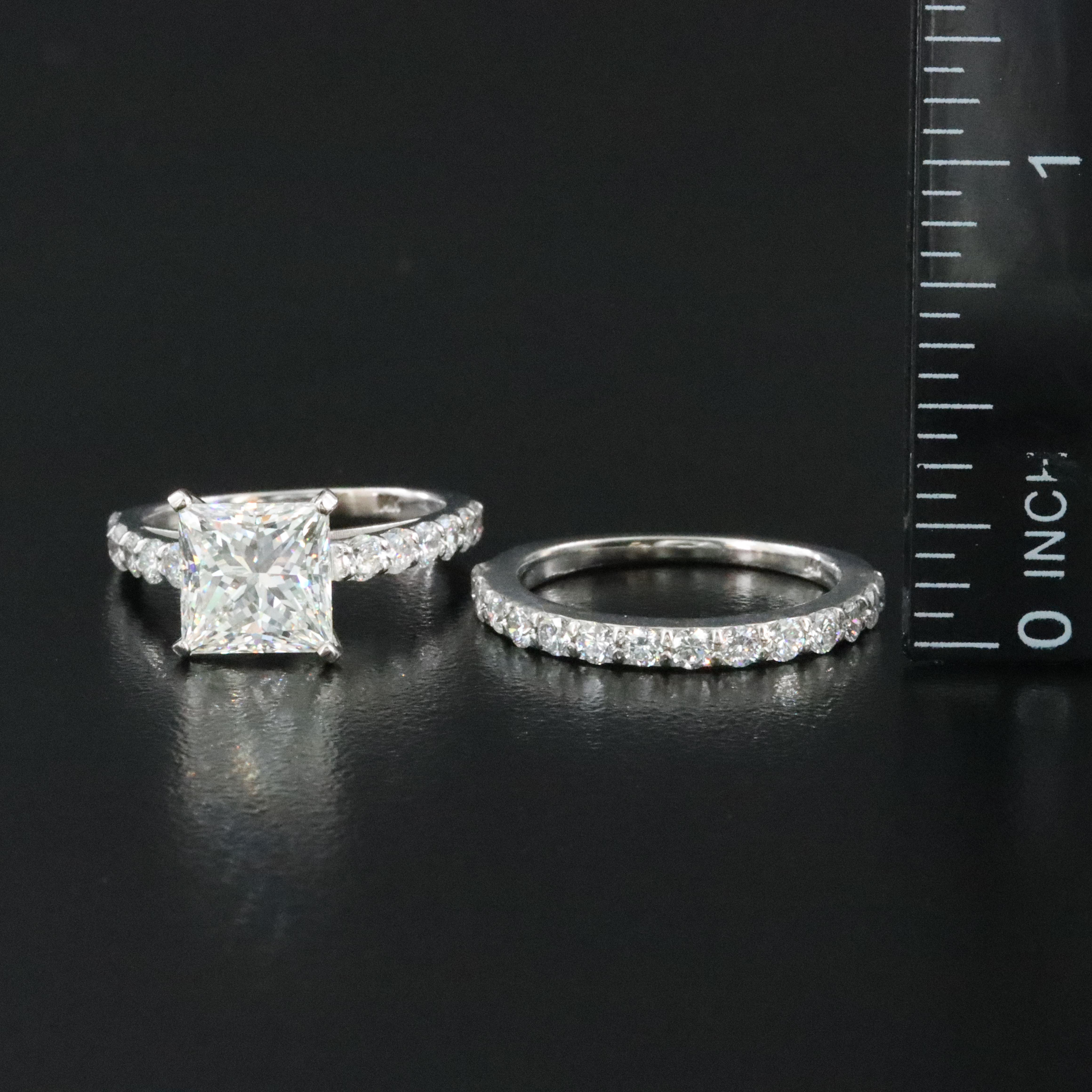 14K 4.07 CTW Lab Grown Diamond Ring Set with IGI Report