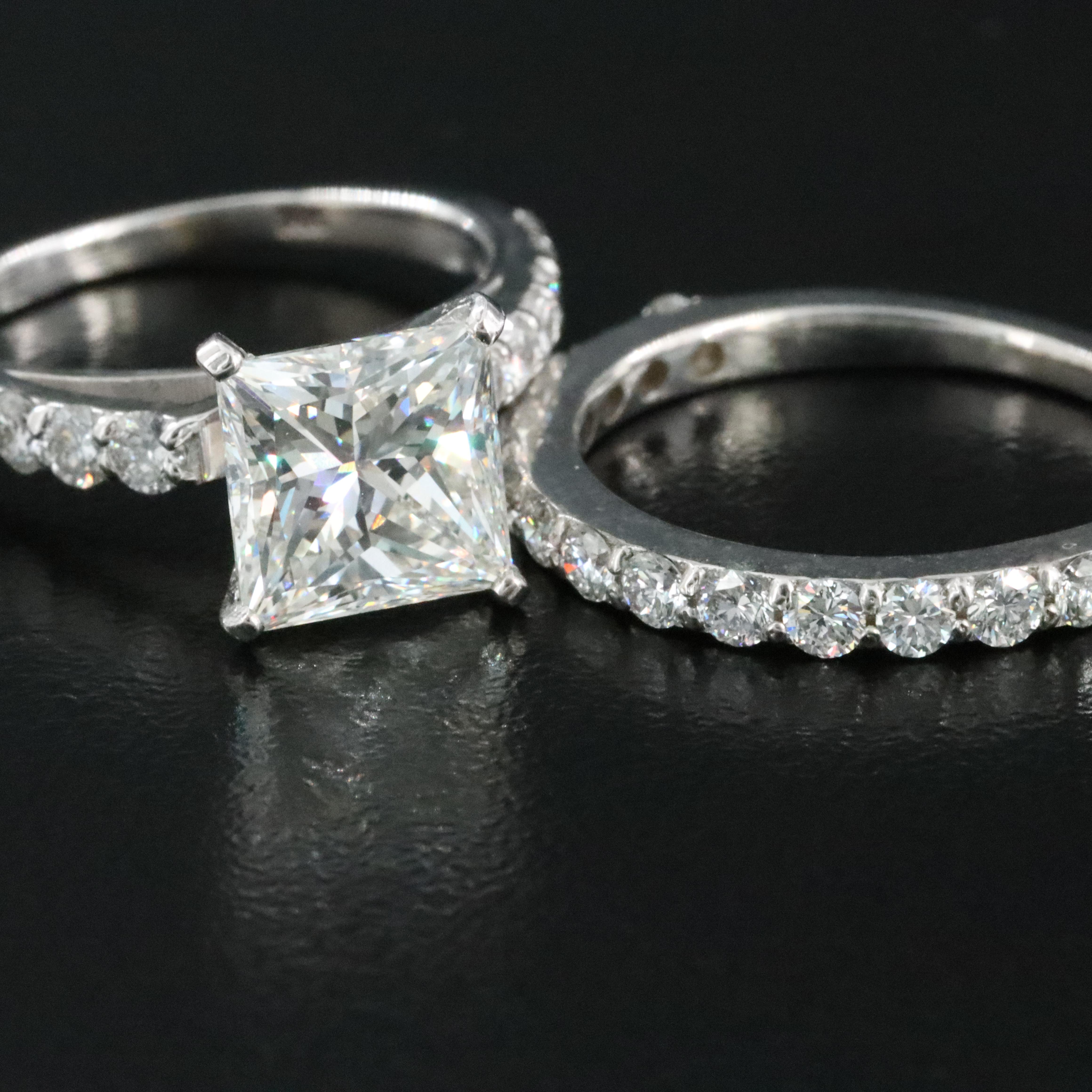 14K 4.07 CTW Lab Grown Diamond Ring Set with IGI Report