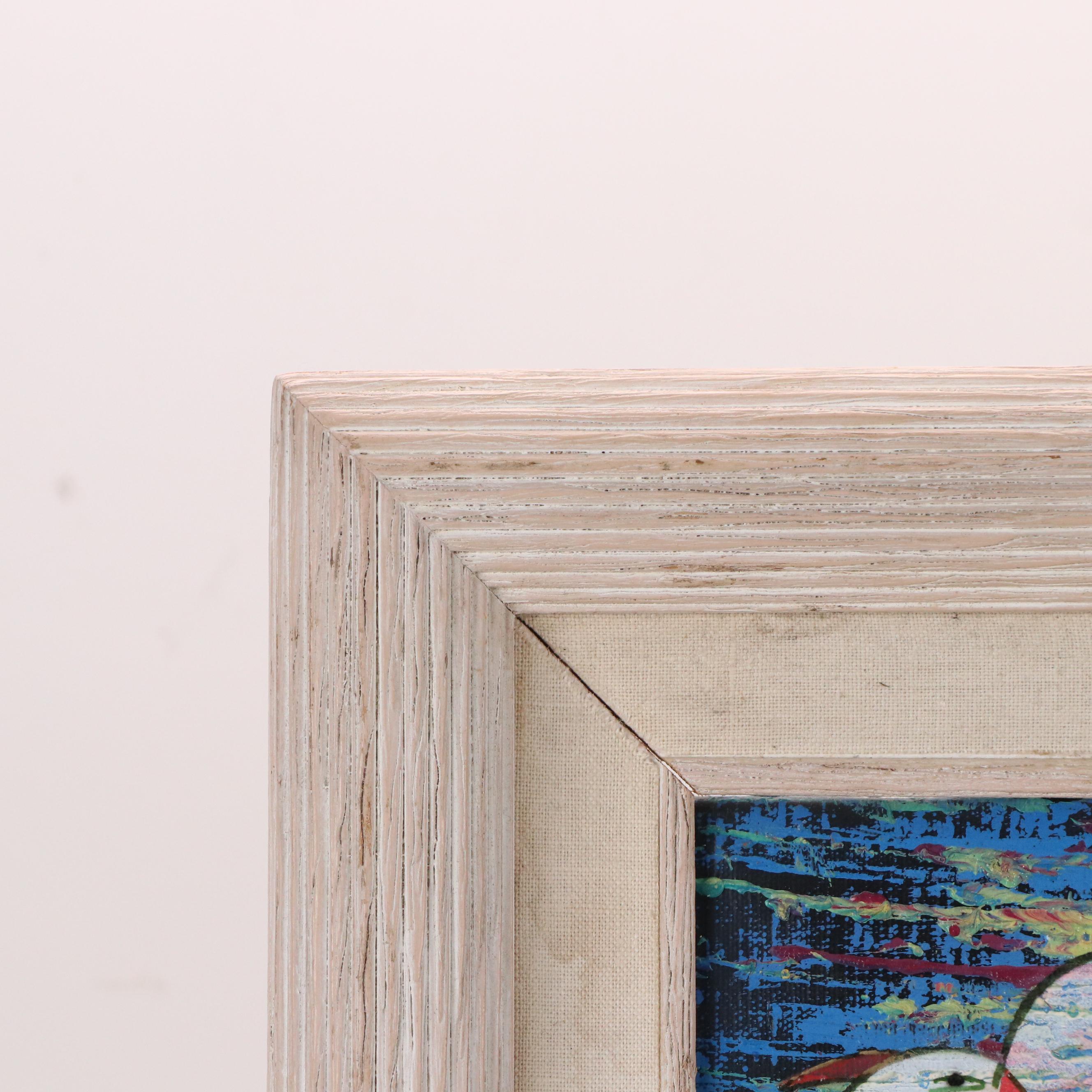 C. Jones MCM Acrylic Painting of Woman Surrounded by Cranes