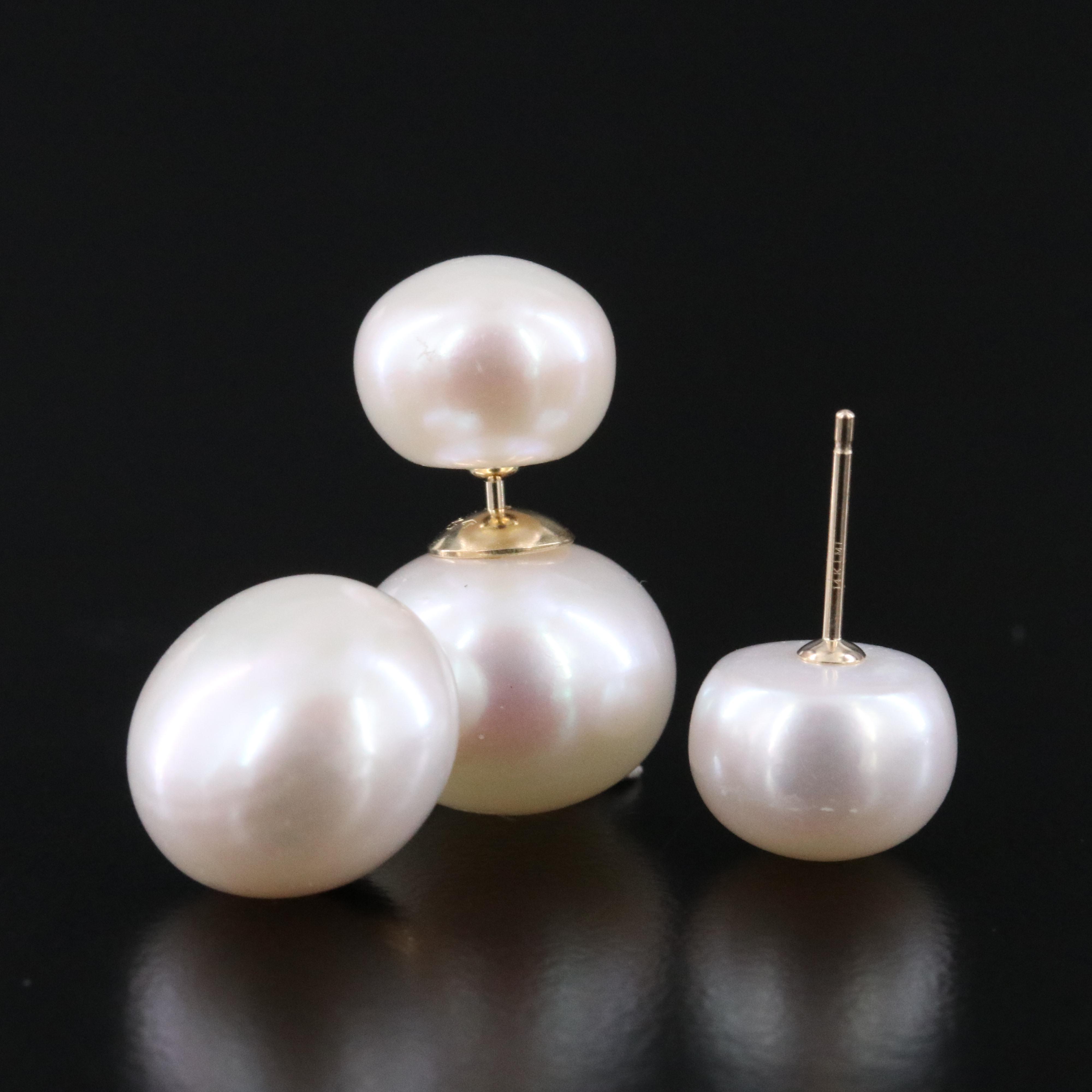 14K Cultured Pearl Front-Back Earrings