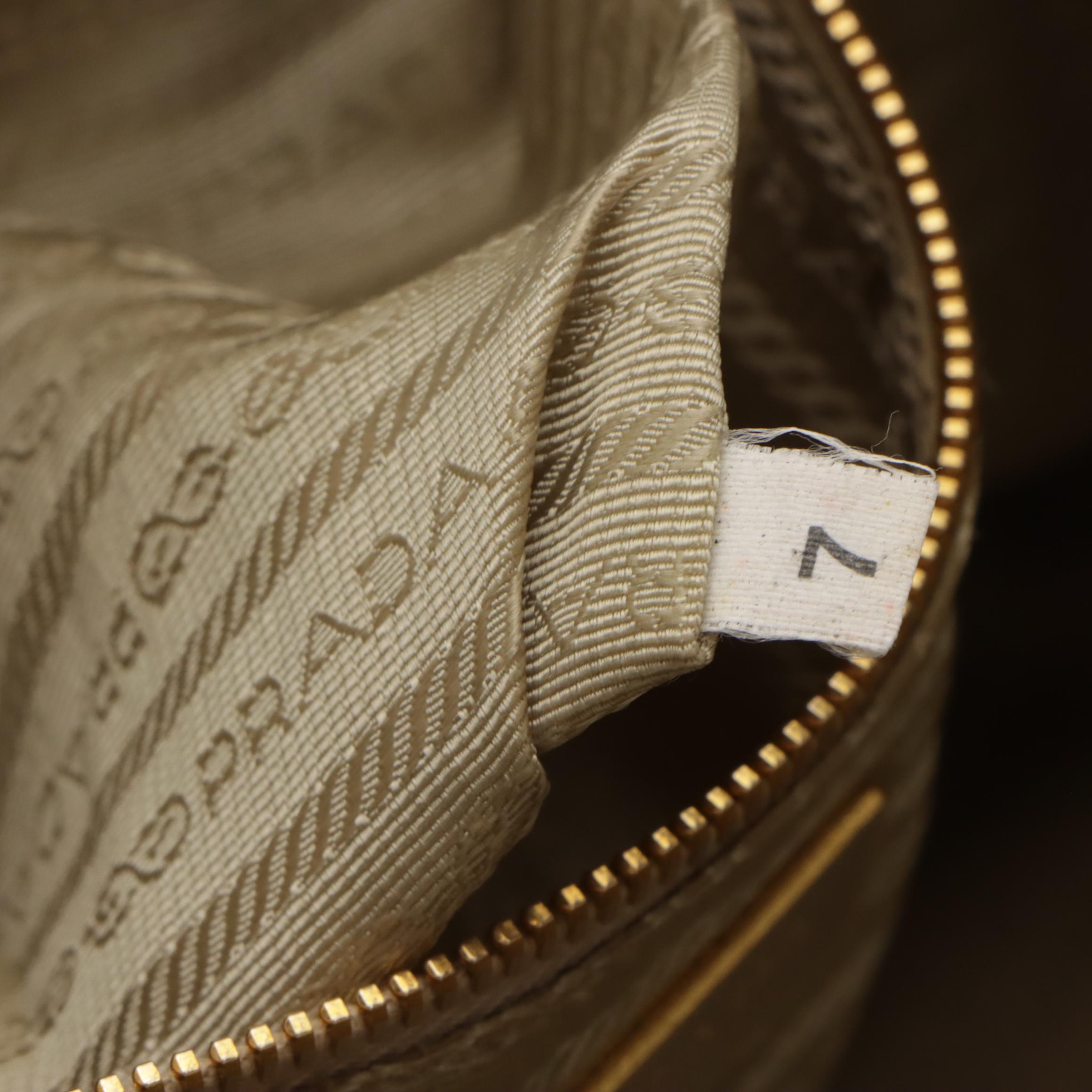 Prada White Perforated Leather Tote Bag with Black Leather Trim