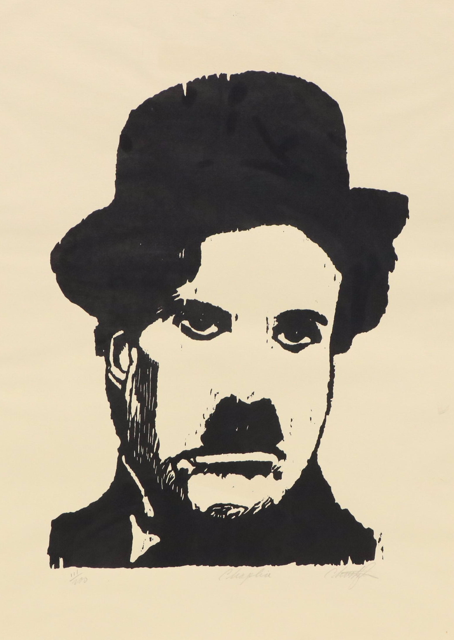 Relief Print on Paper "Chaplin"