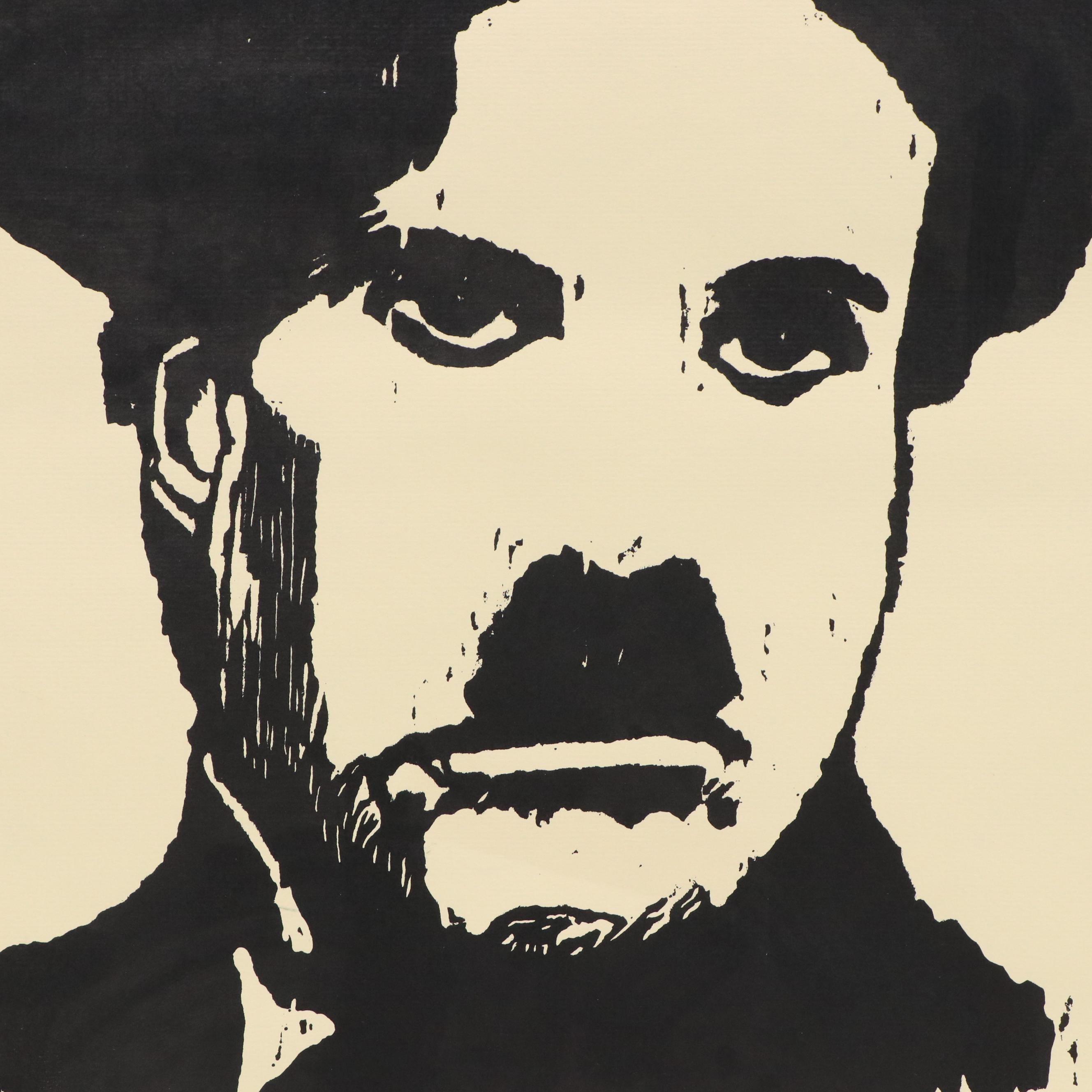 Relief Print on Paper "Chaplin"