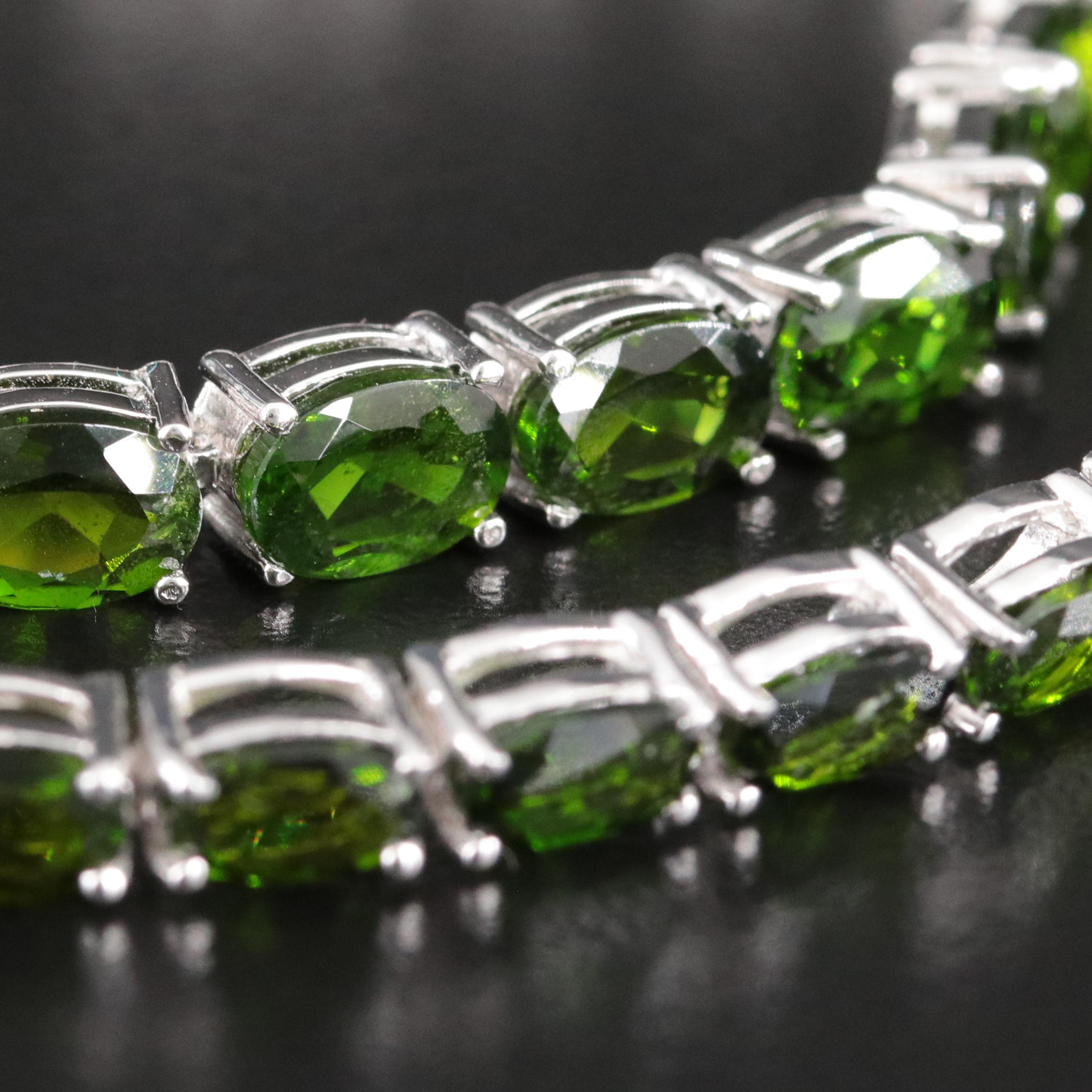 Sterling Diopside Riviera Necklace and Bracelet