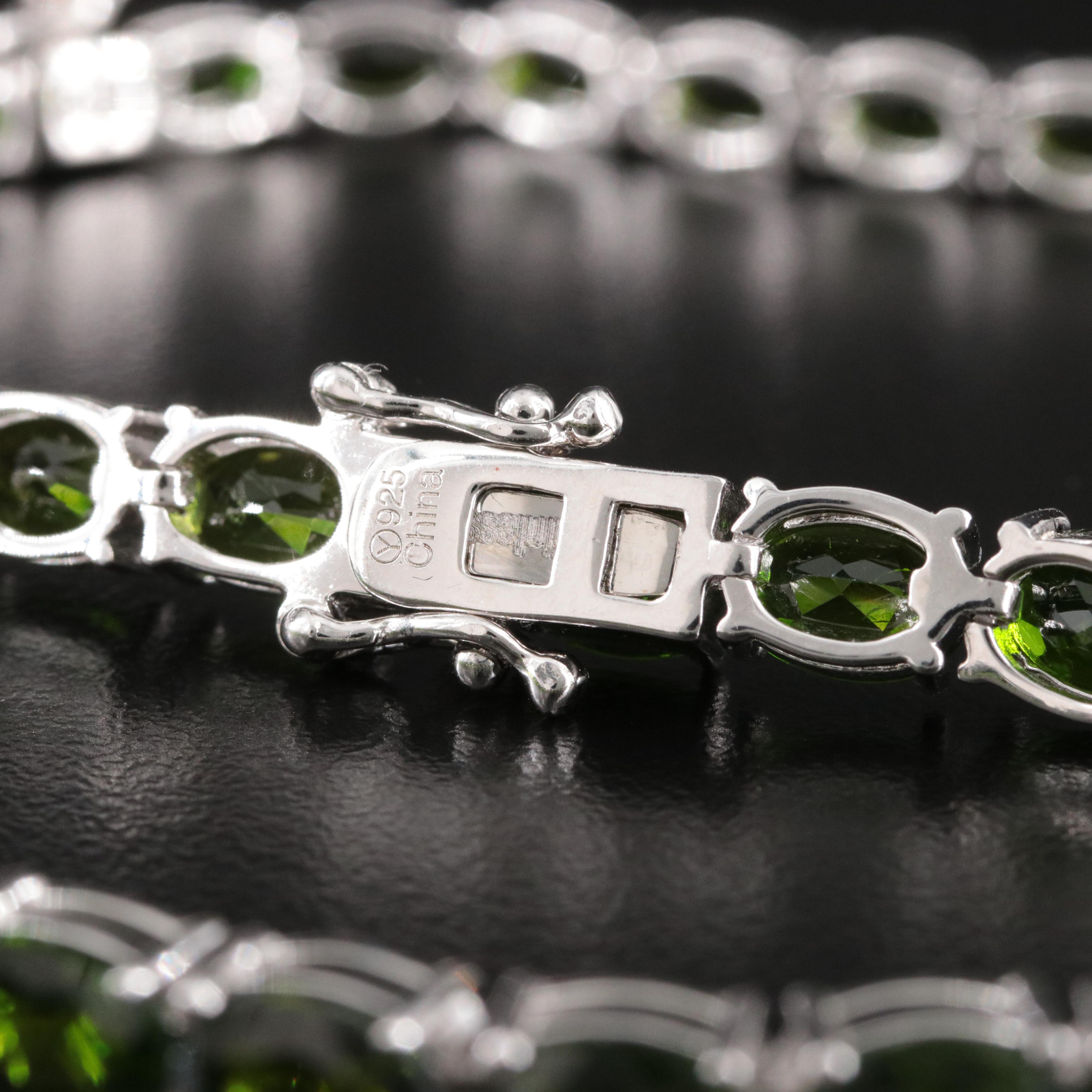 Sterling Diopside Riviera Necklace and Bracelet