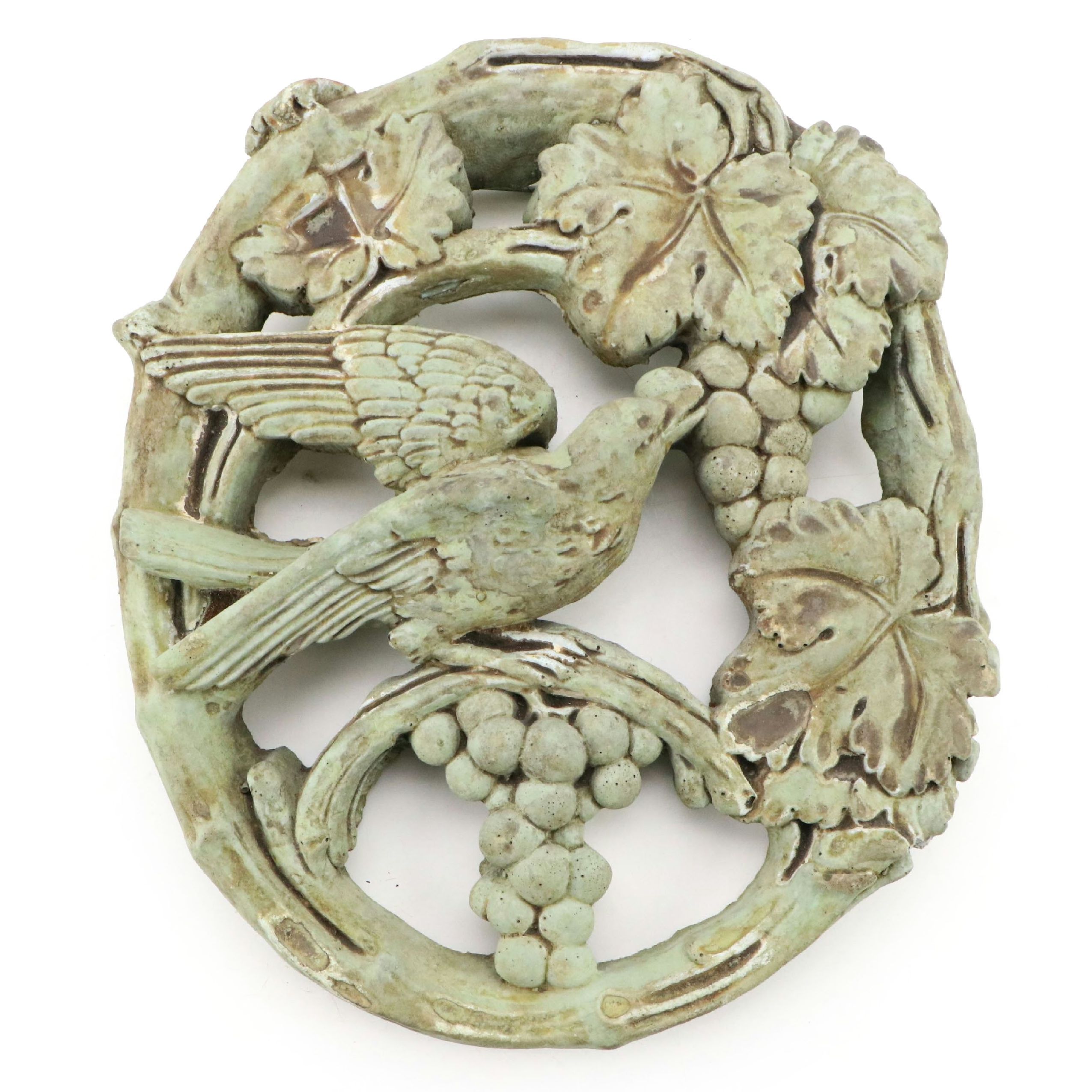 Unique Stone Co. Rustic Oval Bird and Grape Vine Wall Plaque