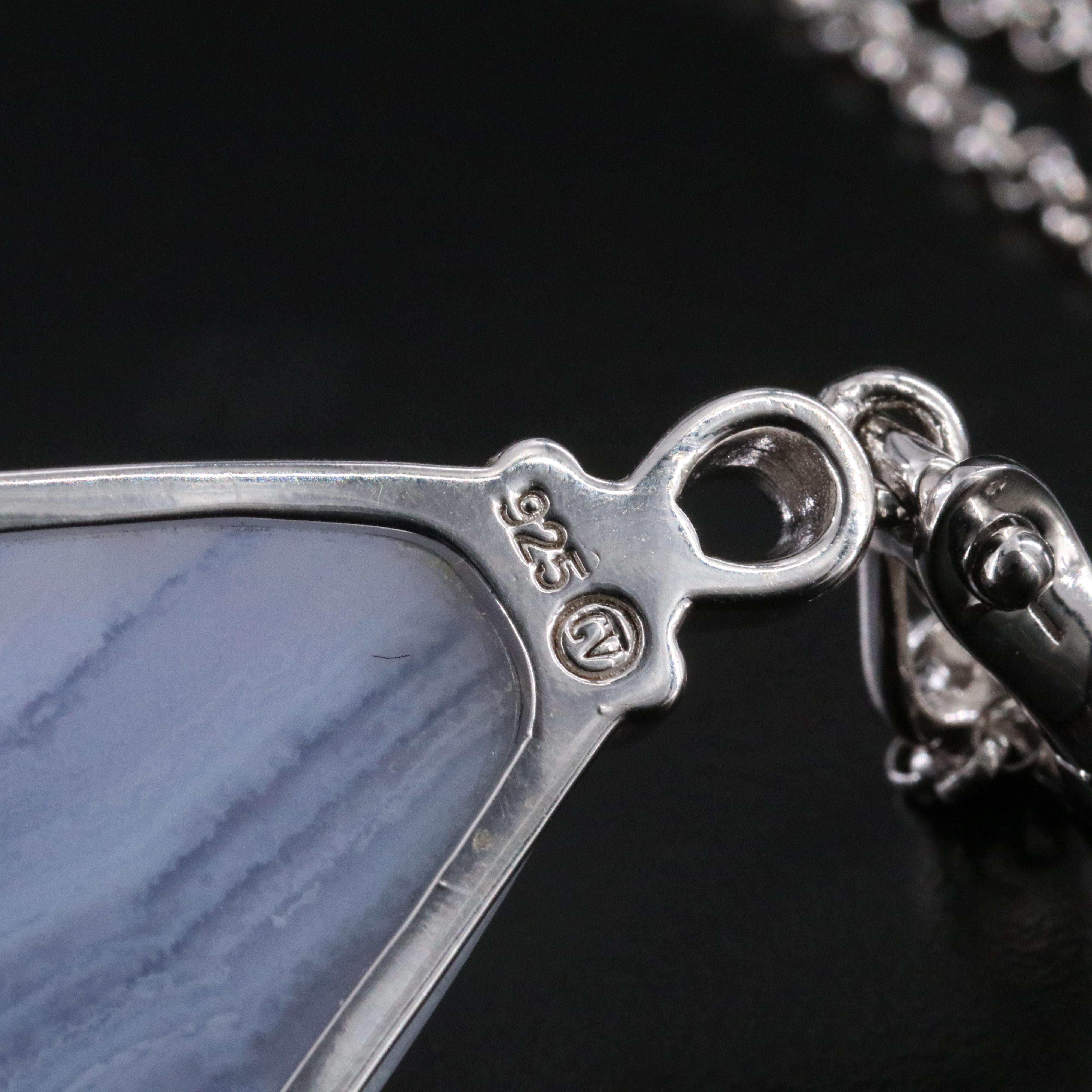 Carlo Viani Sterling Pendant Necklace with Agate, Pearl and Amethyst