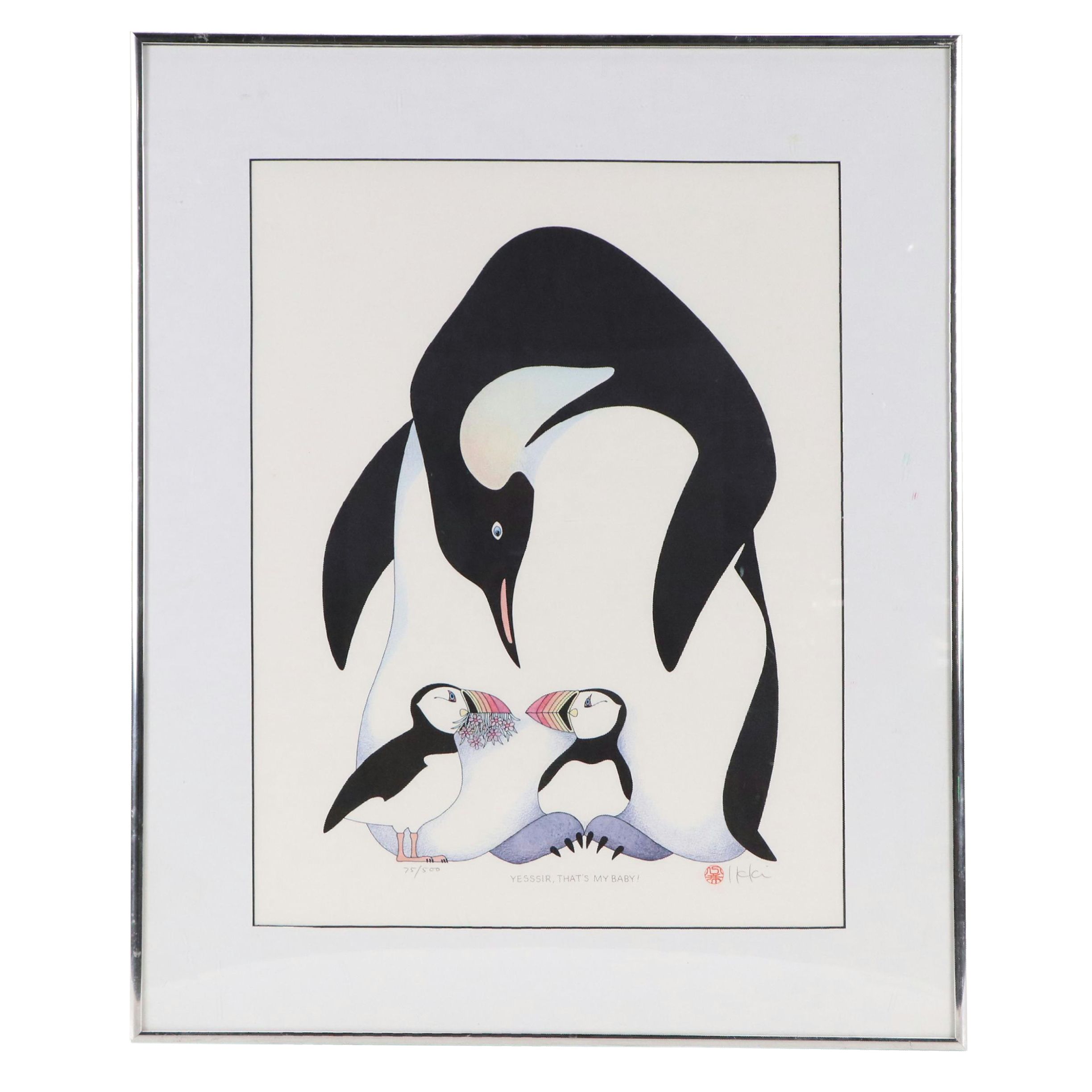 Ikki Matsumoto Penguin Offset Lithograph "Yessir, That's My Baby!"
