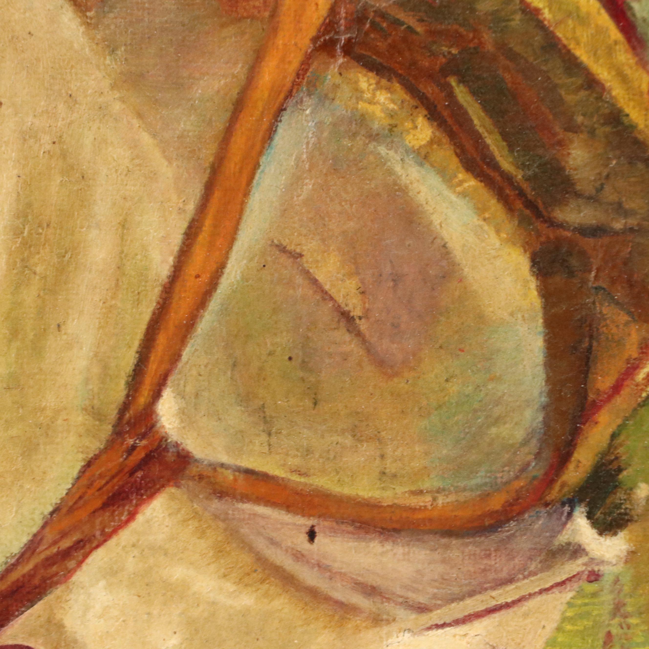 Portrait Oil Painting of Chinese Woman Wearing Sun Hat