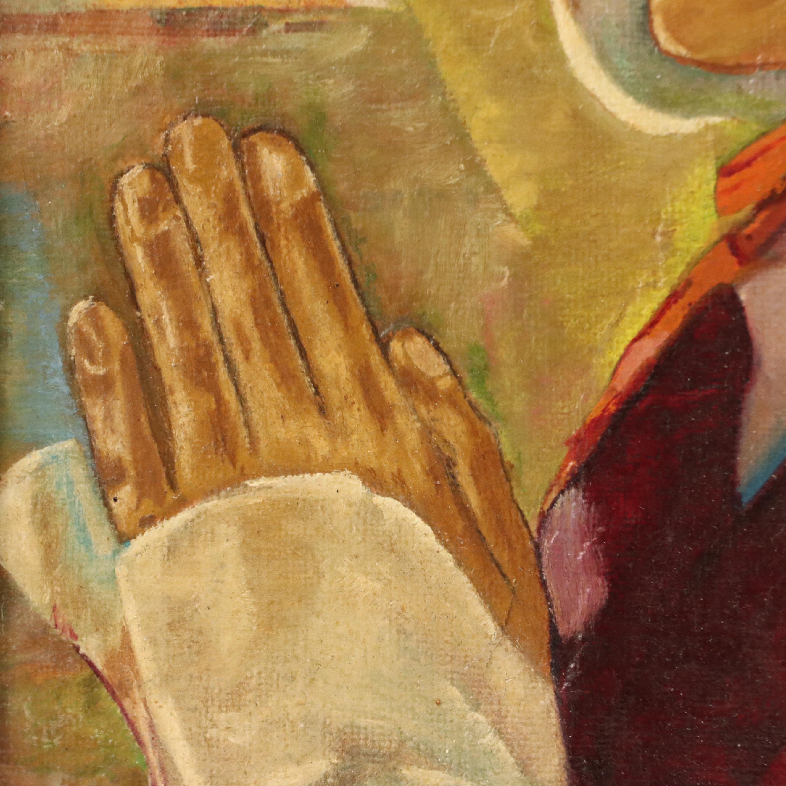 Portrait Oil Painting of Chinese Woman Wearing Sun Hat