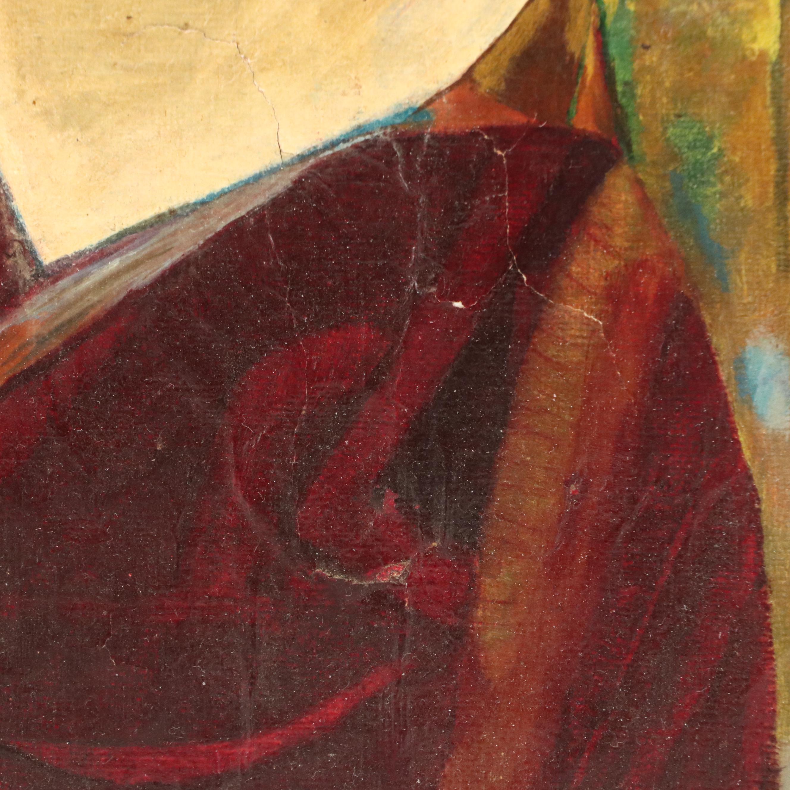 Portrait Oil Painting of Chinese Woman Wearing Sun Hat