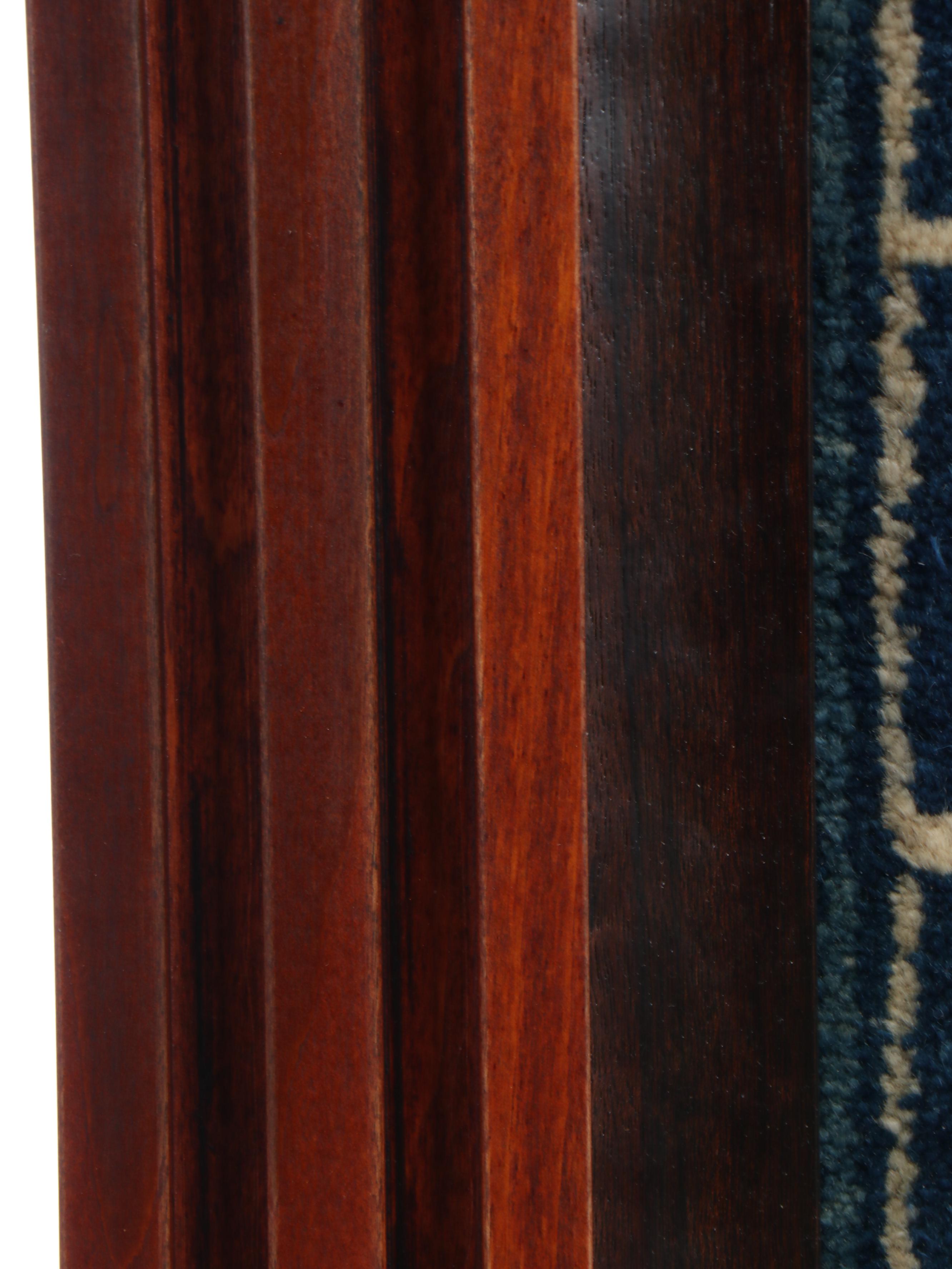 Chinese Blue and White Wool Knotted Rug in Wood Frame