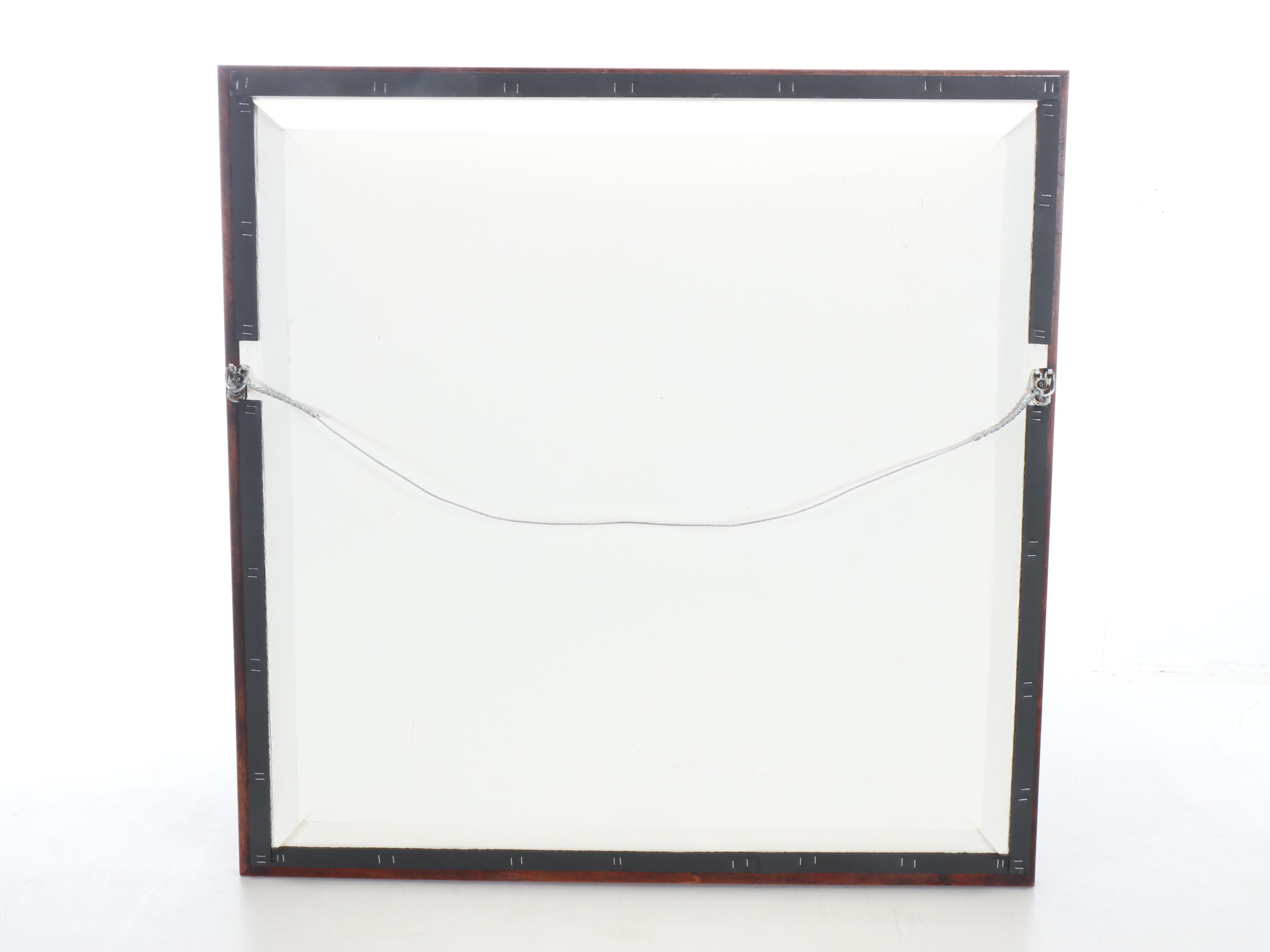 Chinese Blue and White Wool Knotted Rug in Wood Frame