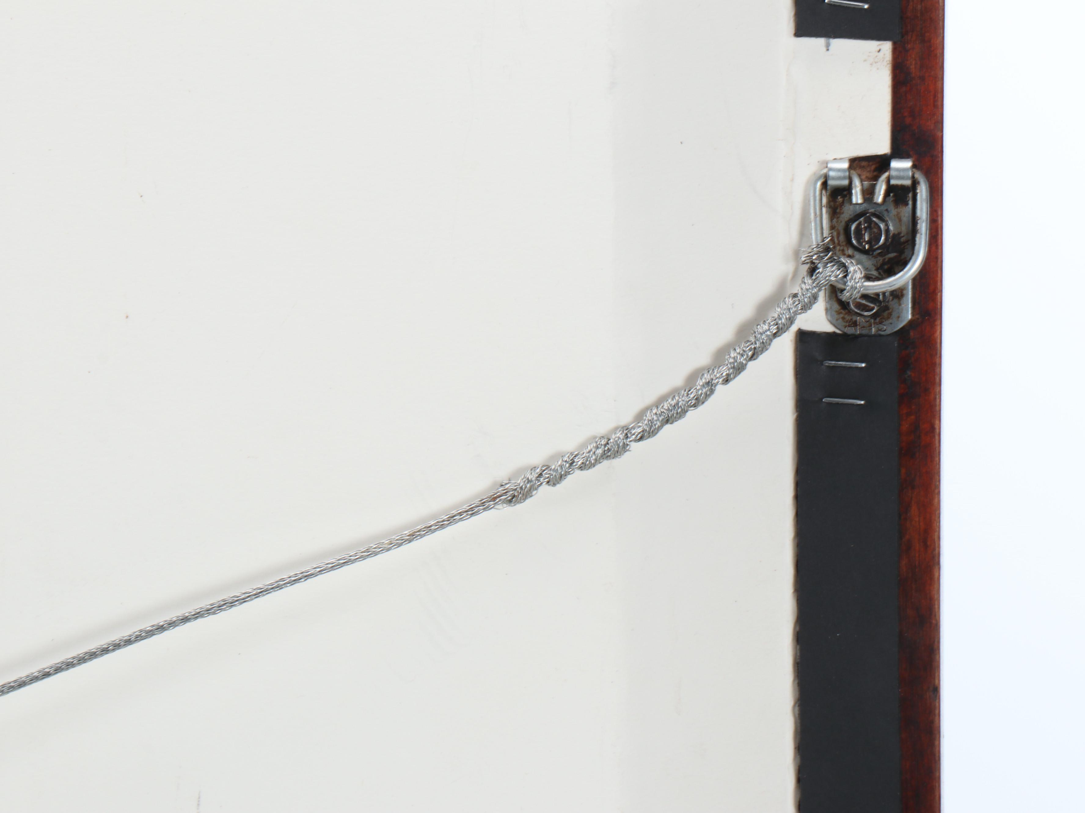 Chinese Blue and White Wool Knotted Rug in Wood Frame