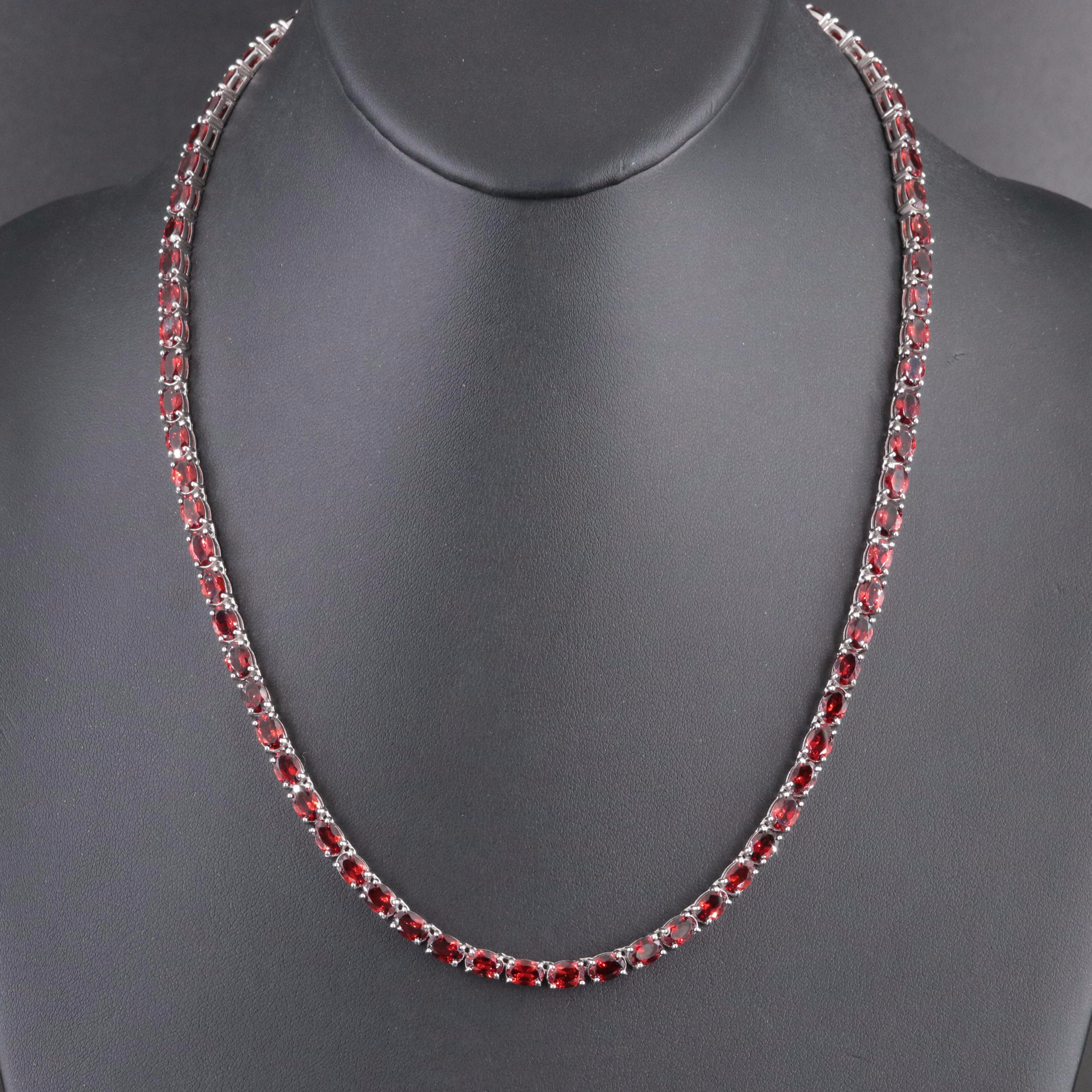 Sterling Garnet Riviera Necklace