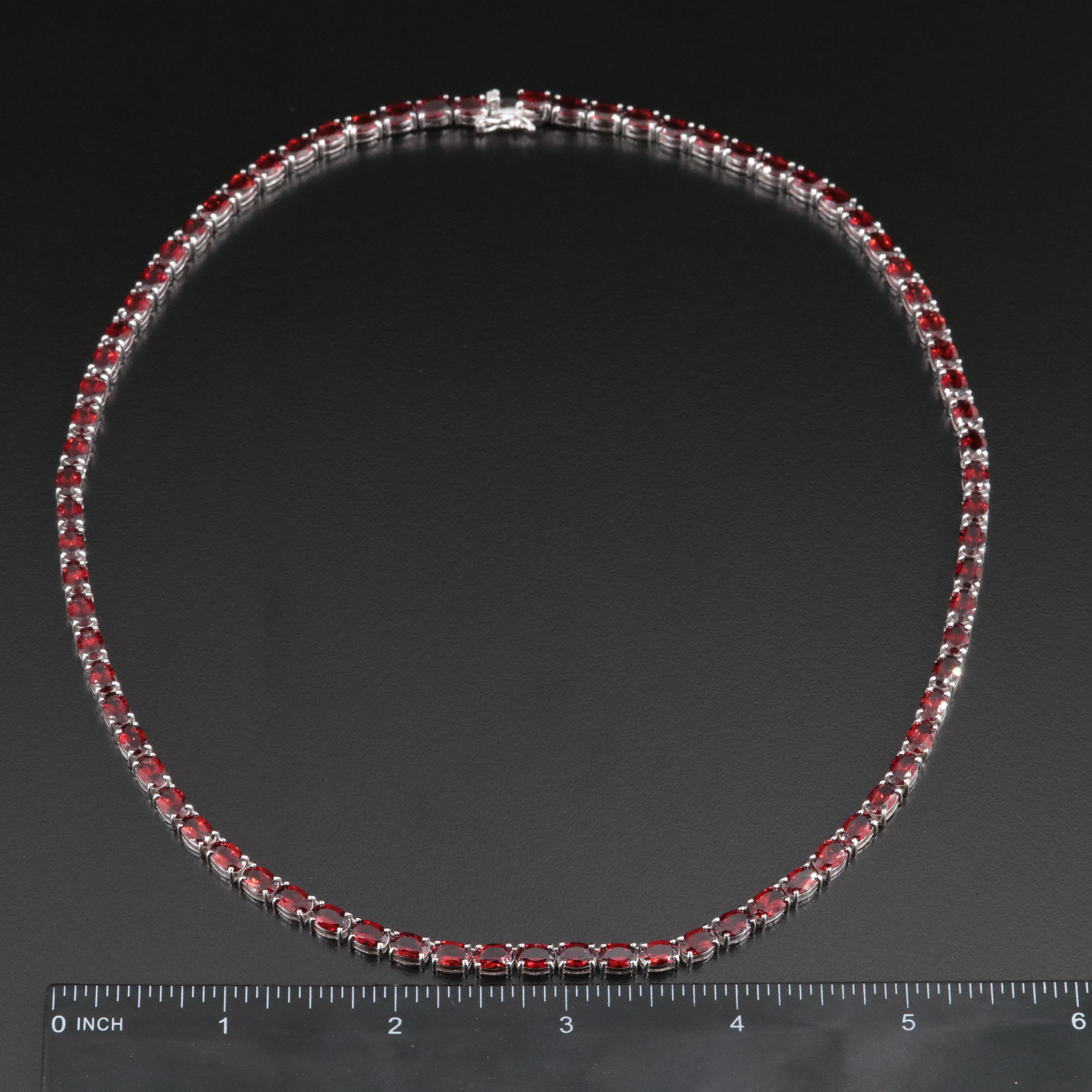 Sterling Garnet Riviera Necklace