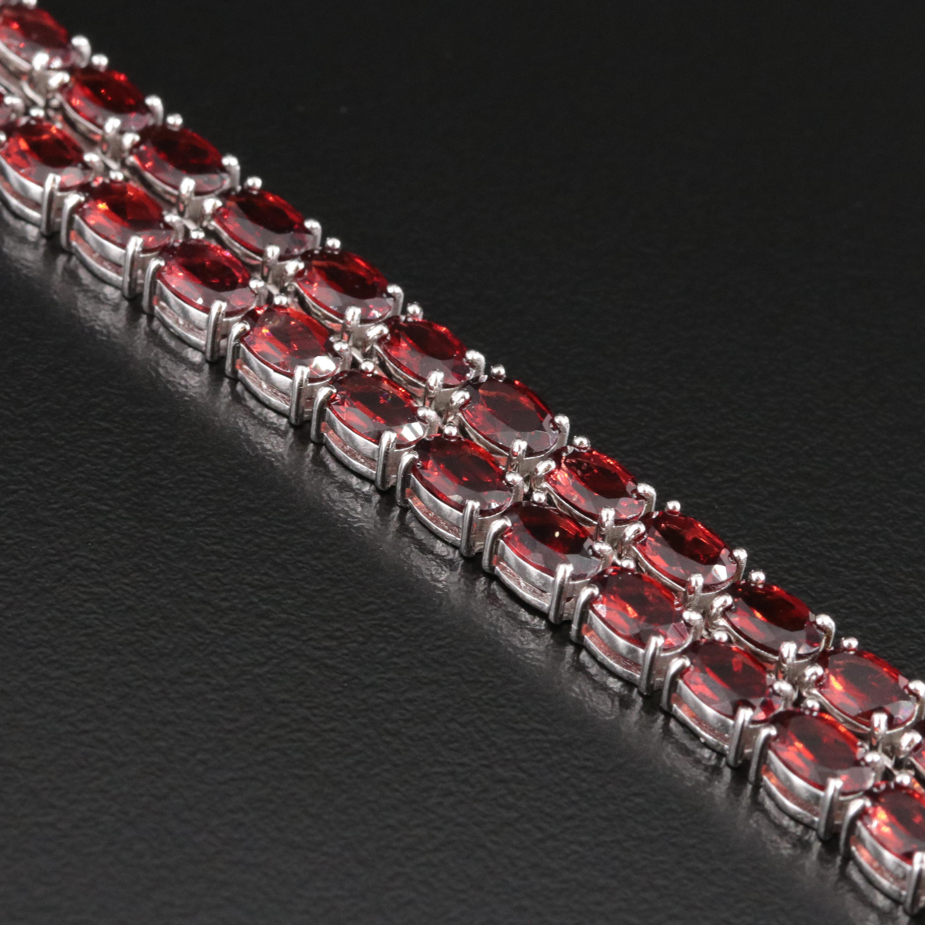 Sterling Garnet Riviera Necklace