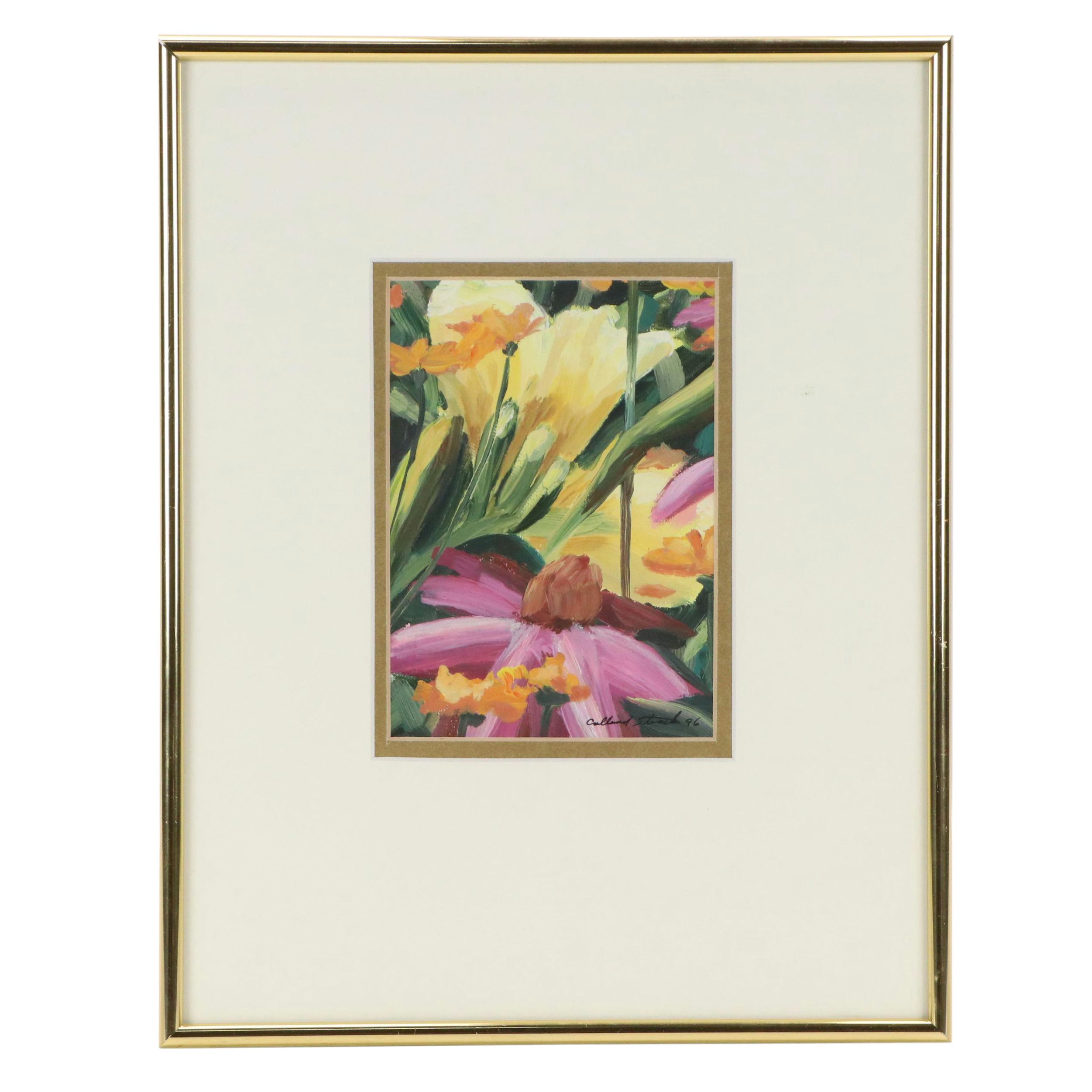 Mary E Calland Strack Floral Oil Painting, 1996