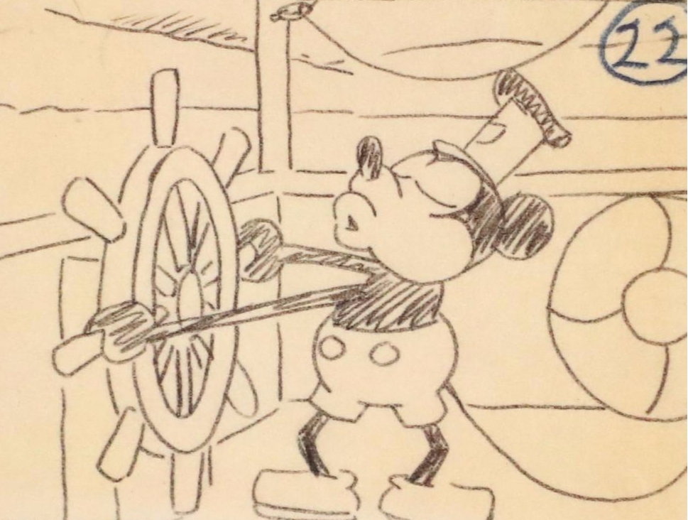 Offset Lithograph After Walt Disney "Steamboat Willie" Animation Cel