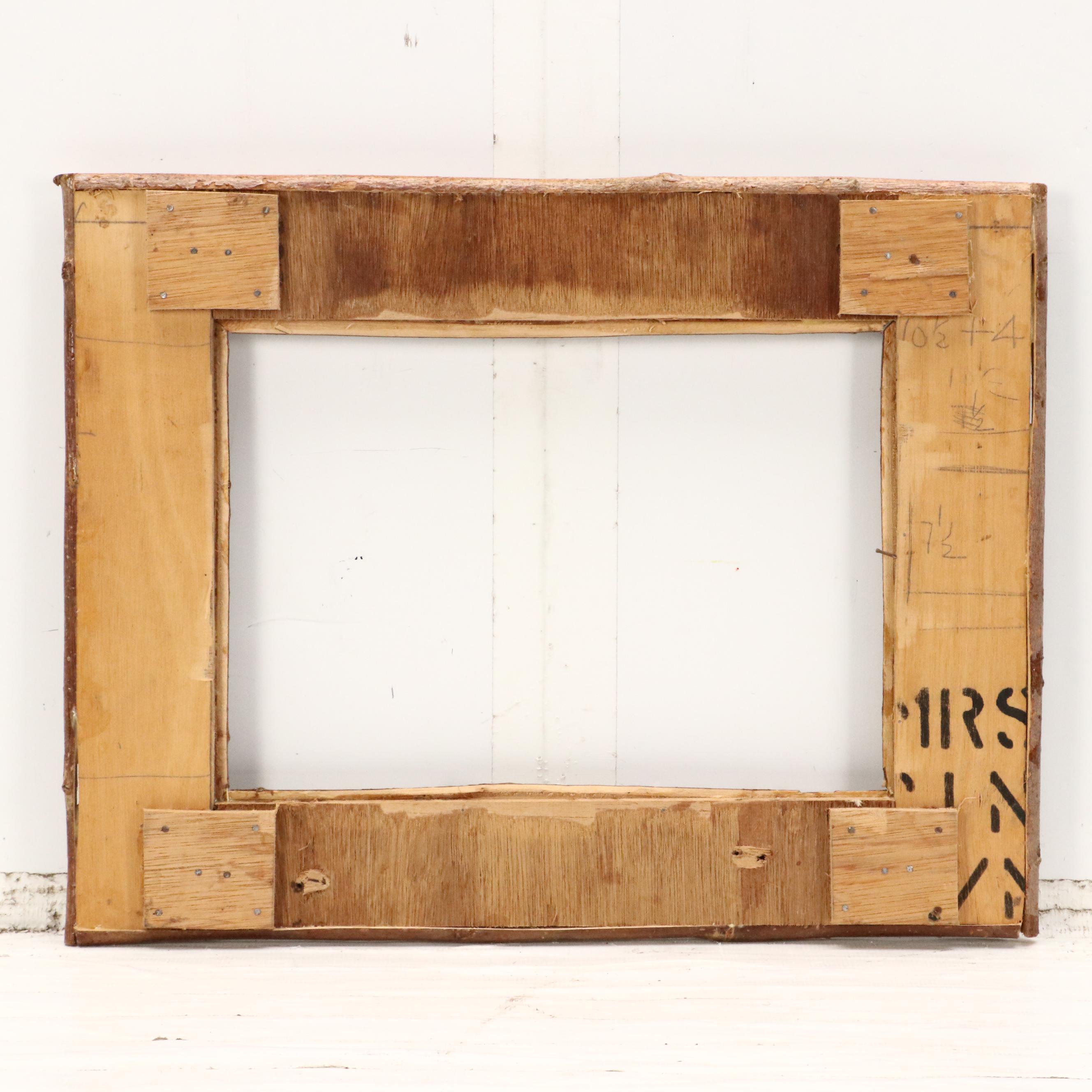 Robert Beaven Folk Art Frame with Pine Cones, Birch Bark, and Twigs