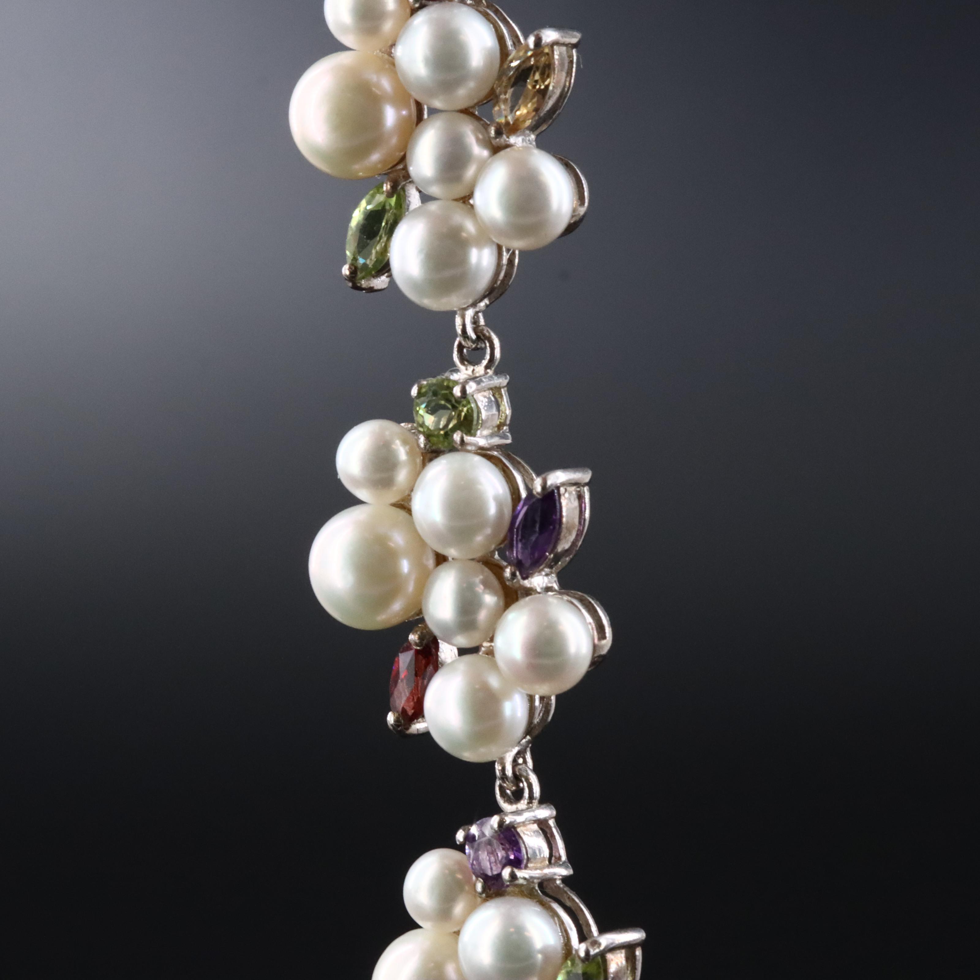 Sterling Bracelet Including Pearl, Amethyst and Peridot