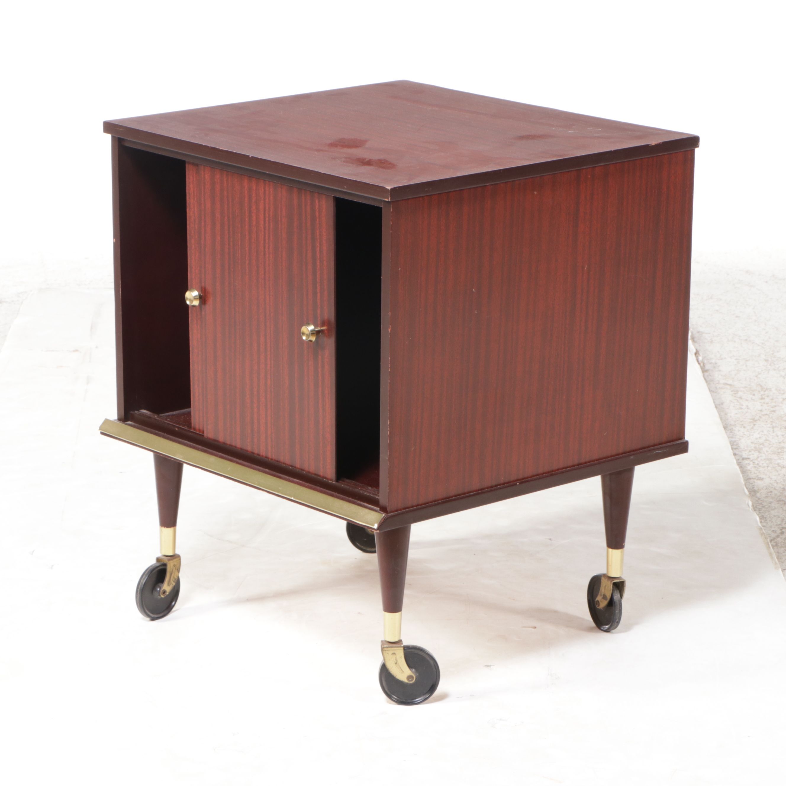 Mid Century Modern Mahogany Cabinet on Casters