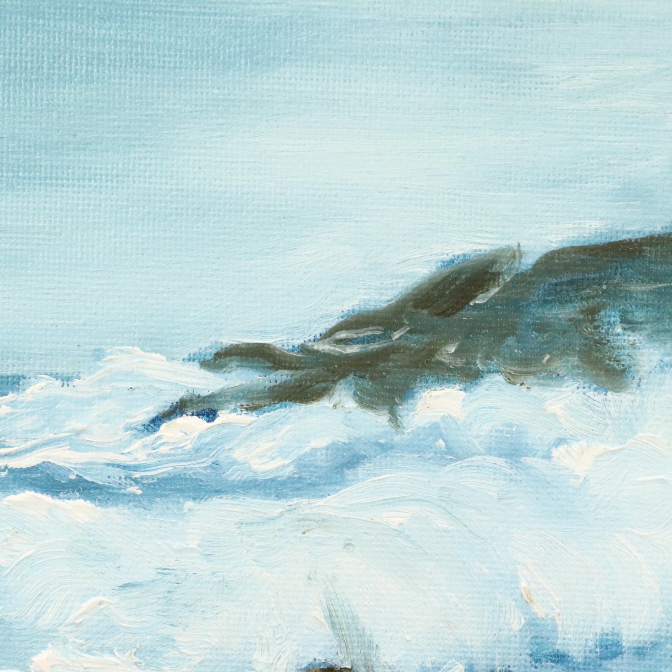 Ed Pikar Seascape Oil Painting "Demaquid Point, Maine - Thundering Surf"