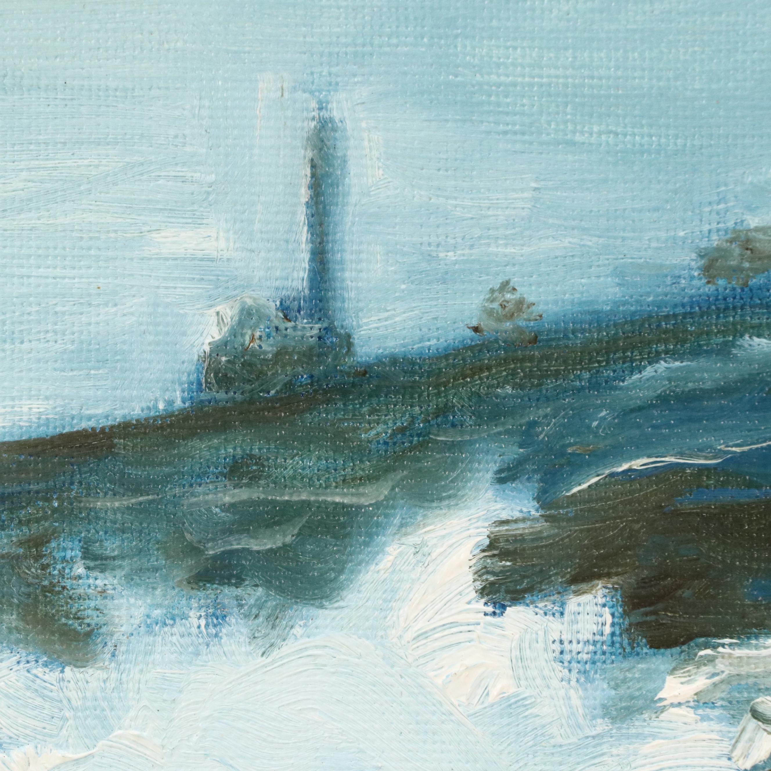 Ed Pikar Seascape Oil Painting "Demaquid Point, Maine - Thundering Surf"