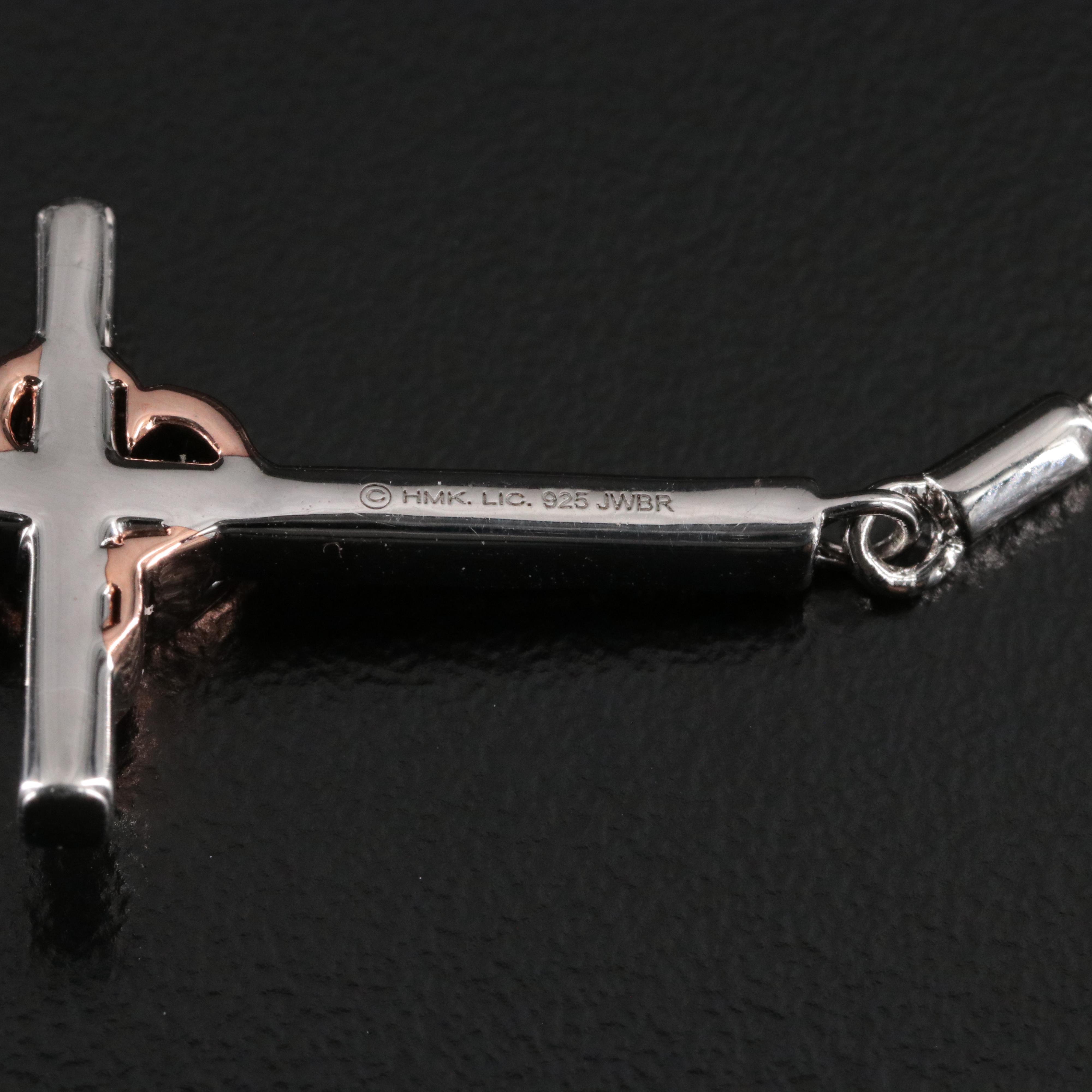Sterling Diamond Cross Bolo Bracelet