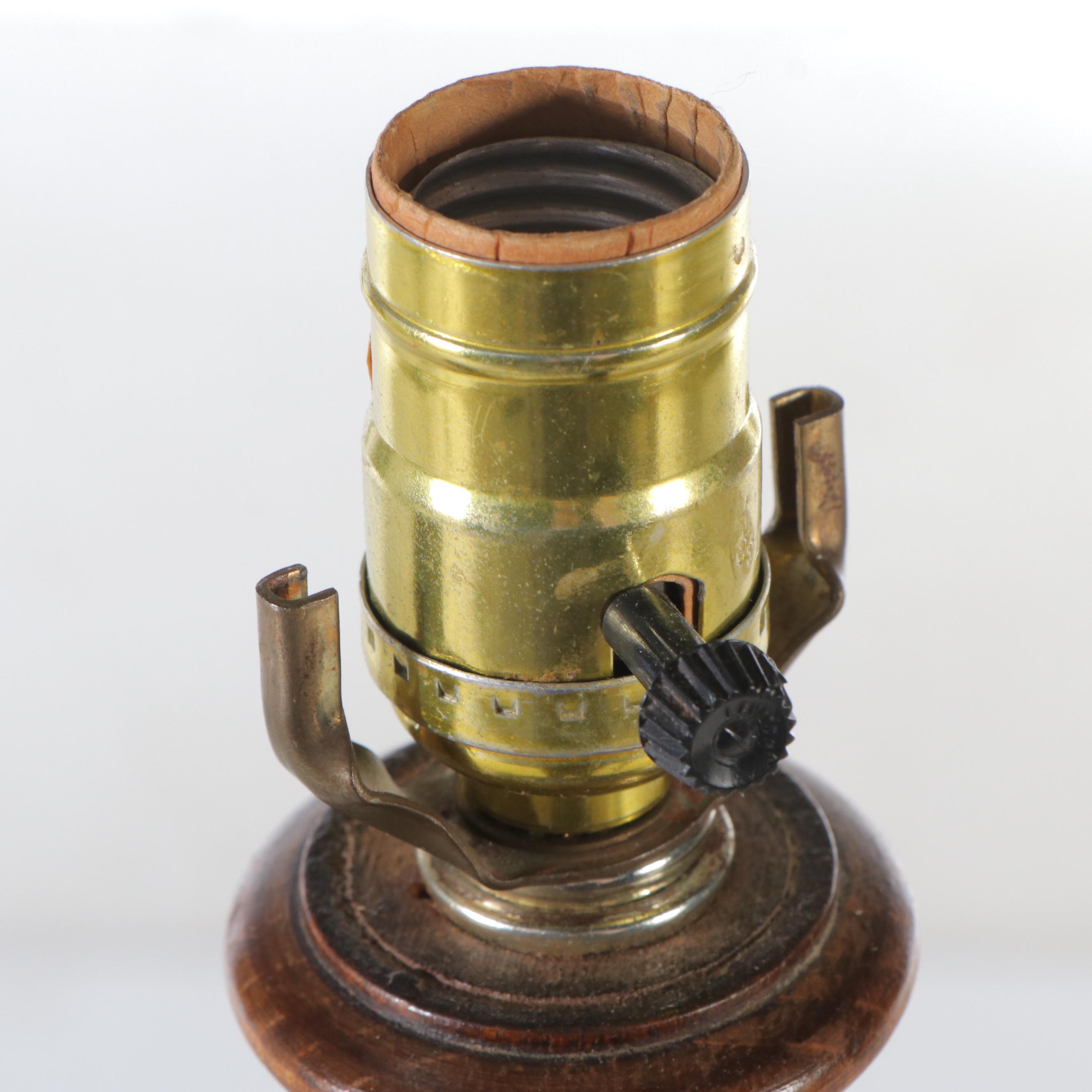 Spiral Barley-Twist Carved Wood Floor Lamp Table, Vintage