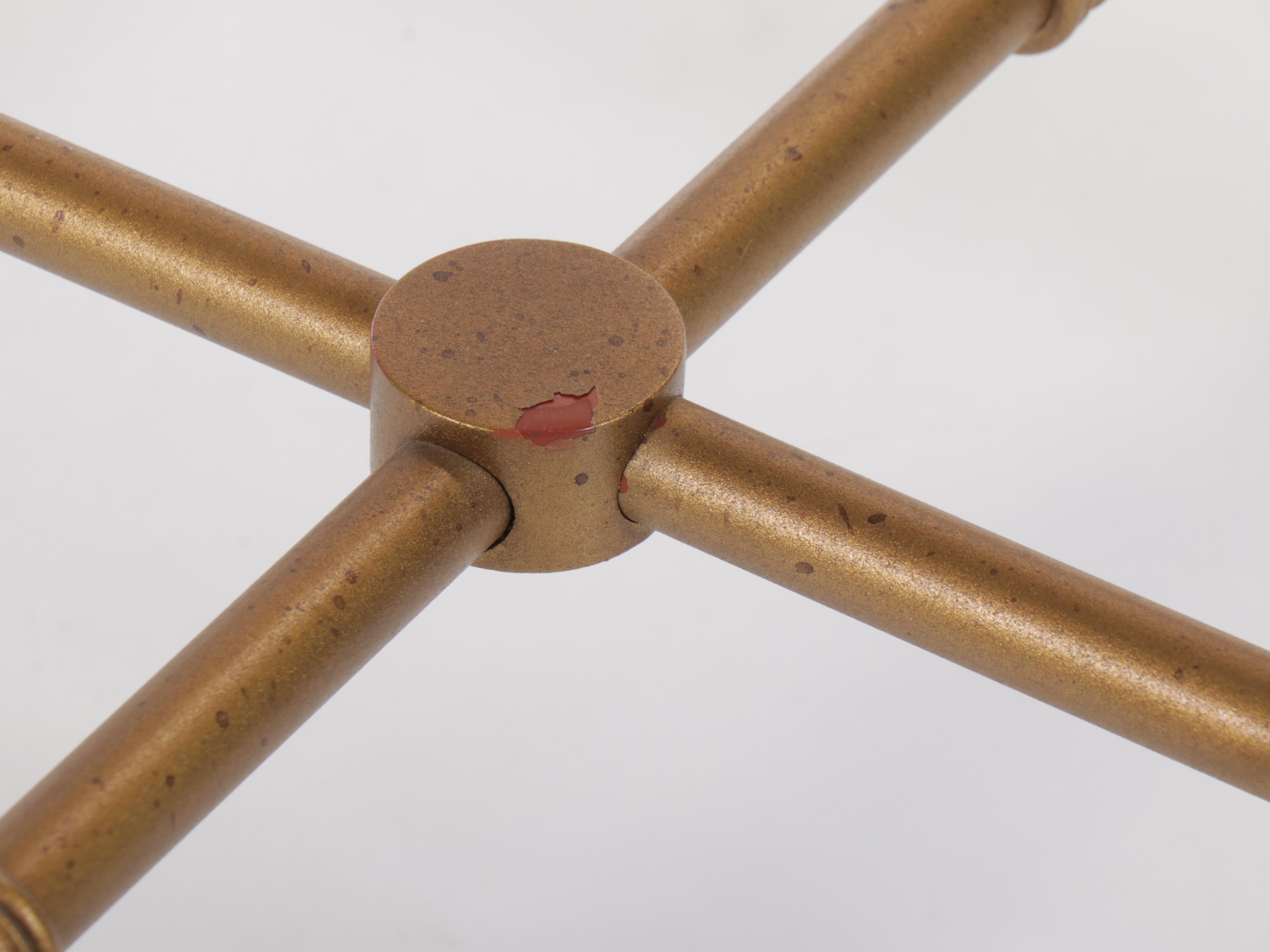Pair of  Italian Regency Style Gilt Metal Faux Bamboo and Glass Top End Tables