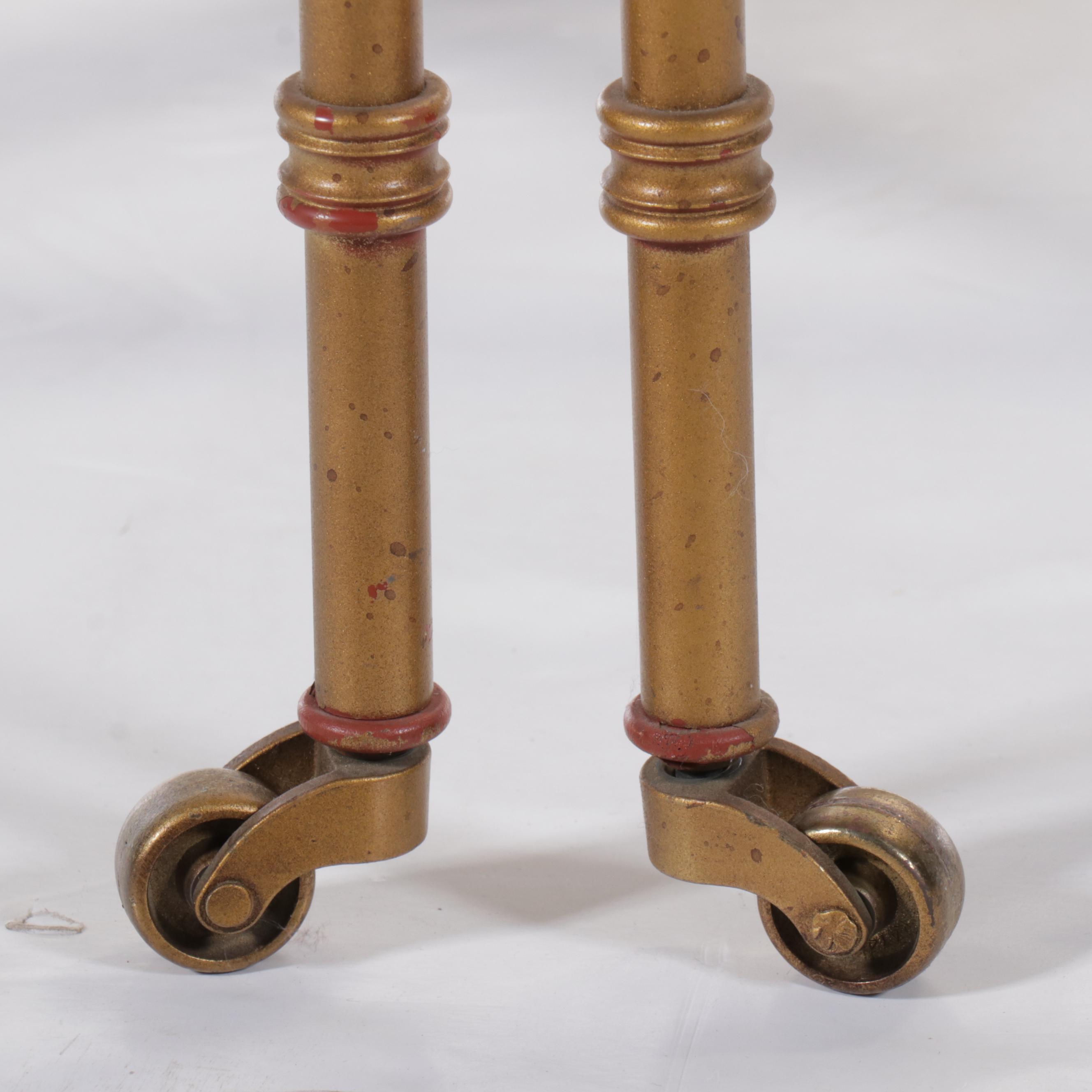 Pair of  Italian Regency Style Gilt Metal Faux Bamboo and Glass Top End Tables