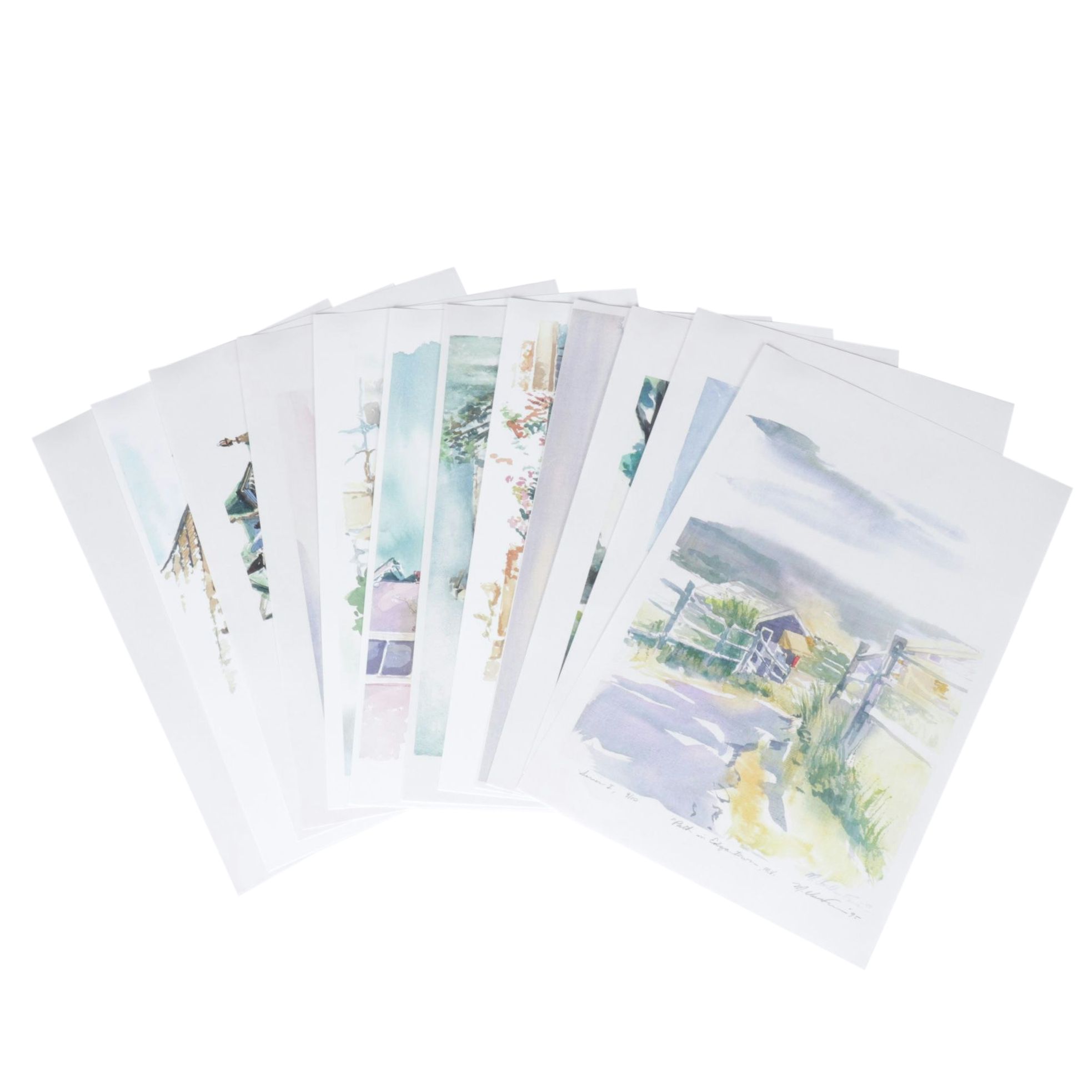 Set of Margaret Voelker-Ferrier Offset Lithographs of Home Facades & Landscapes