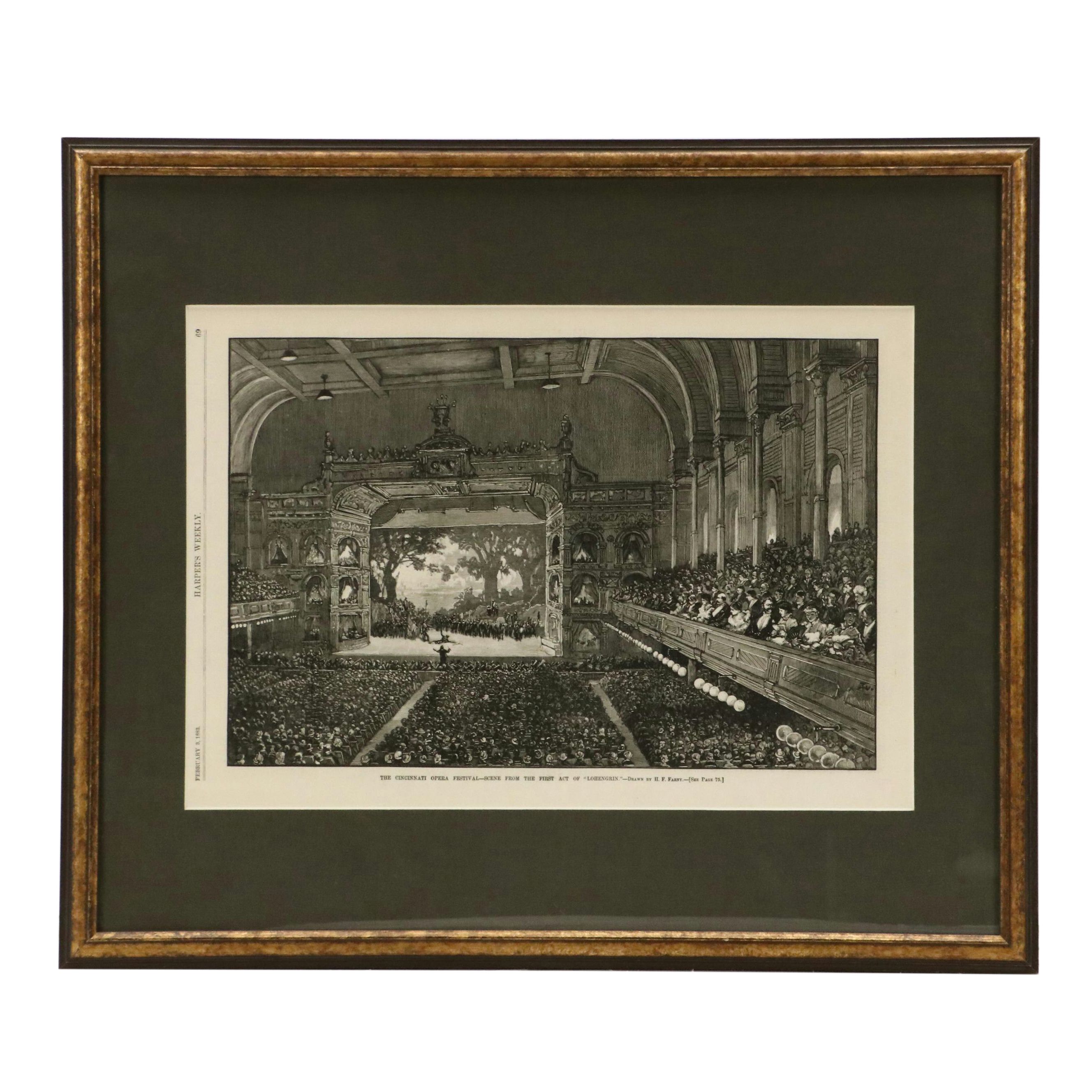 Harper's Weekly Engraving "The Cincinnati Opera Festival" After H.F. Farny, 1883
