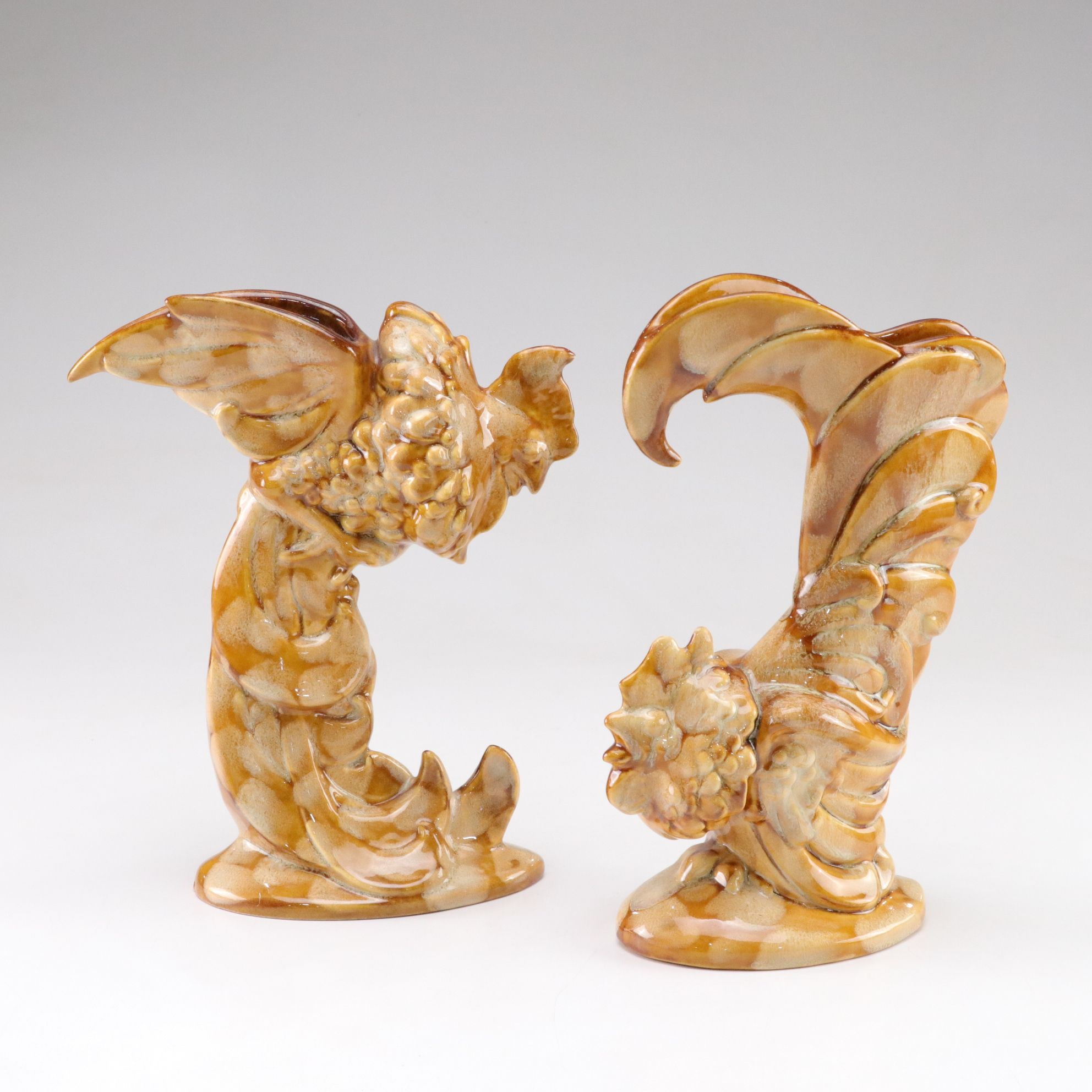 Royal Haeger Glazed Ceramic Rooster Vases, Mid-20th Century