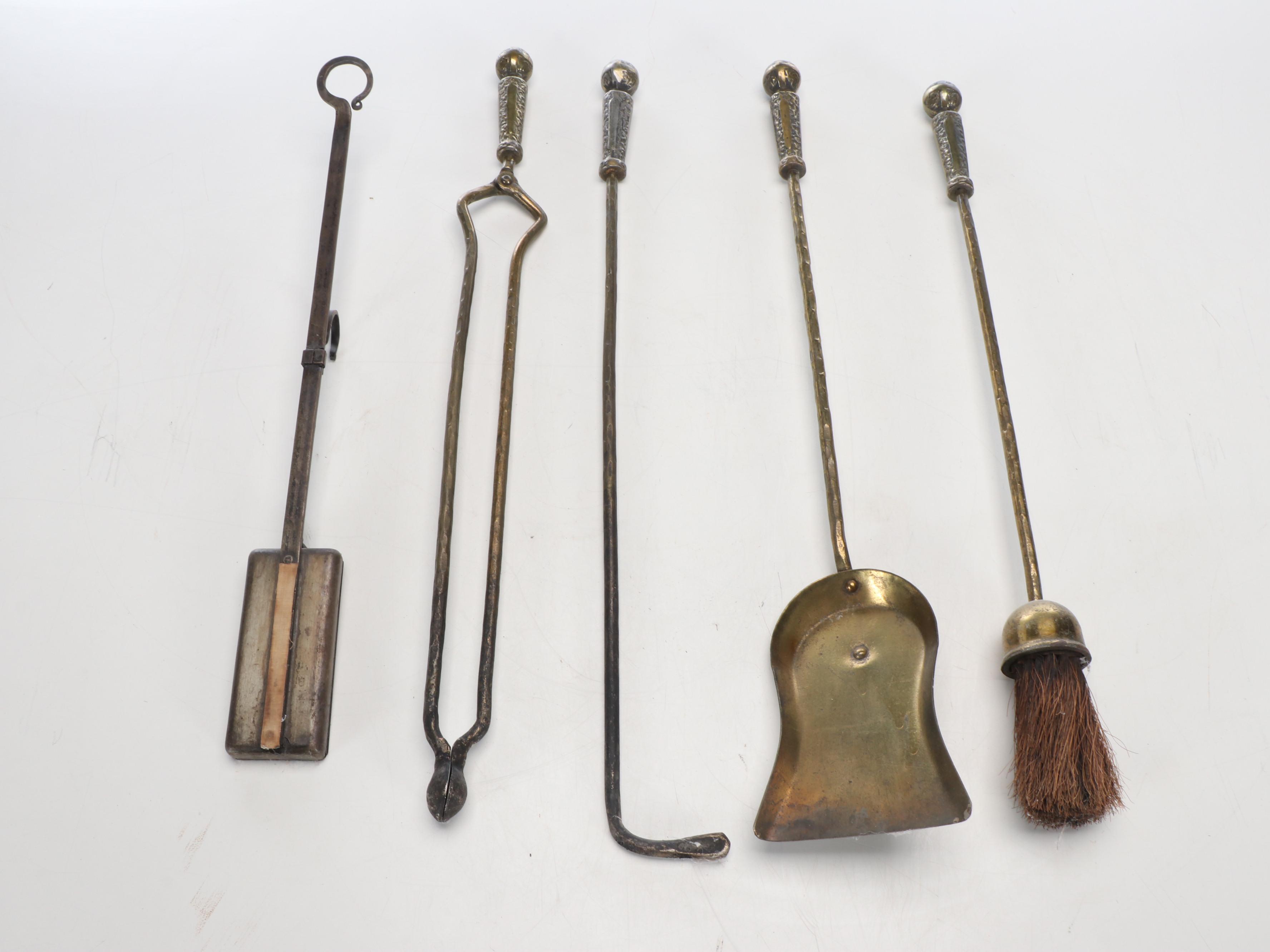 Cahill Arts & Crafts Forged and Hammered Fireplace Tool Set, c. 1910