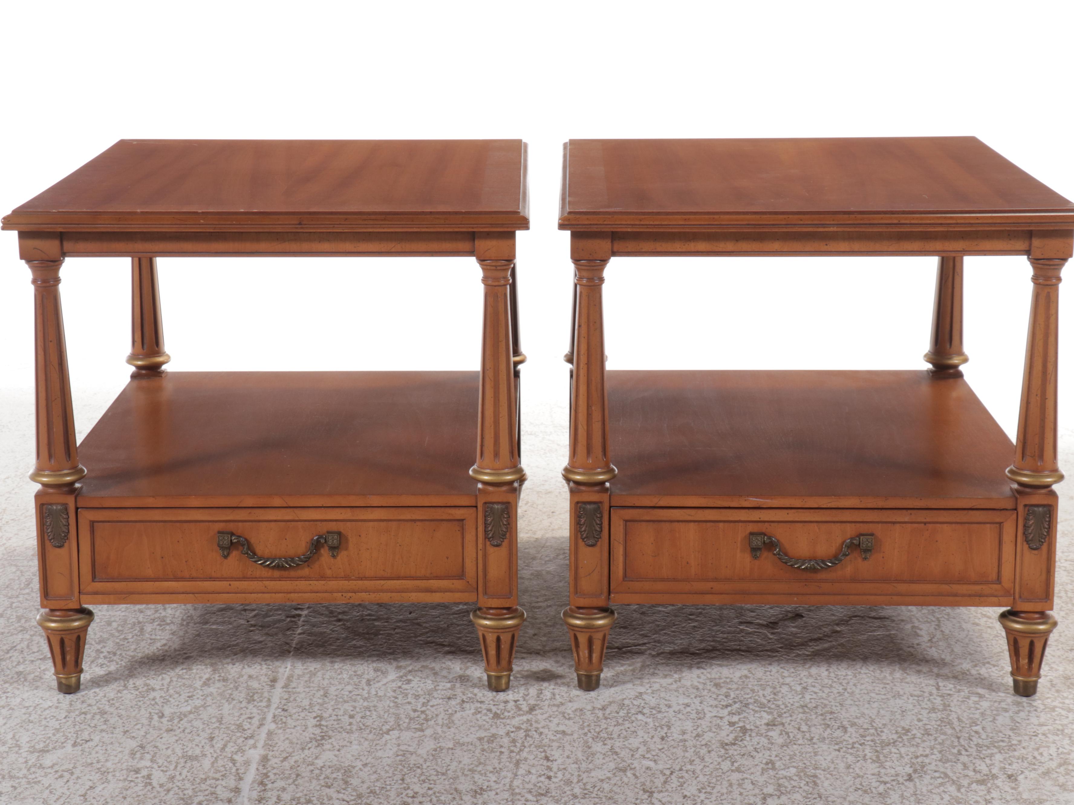 Pair of Regency Style Two-Tier Side Tables, Mid to Late 20th Century