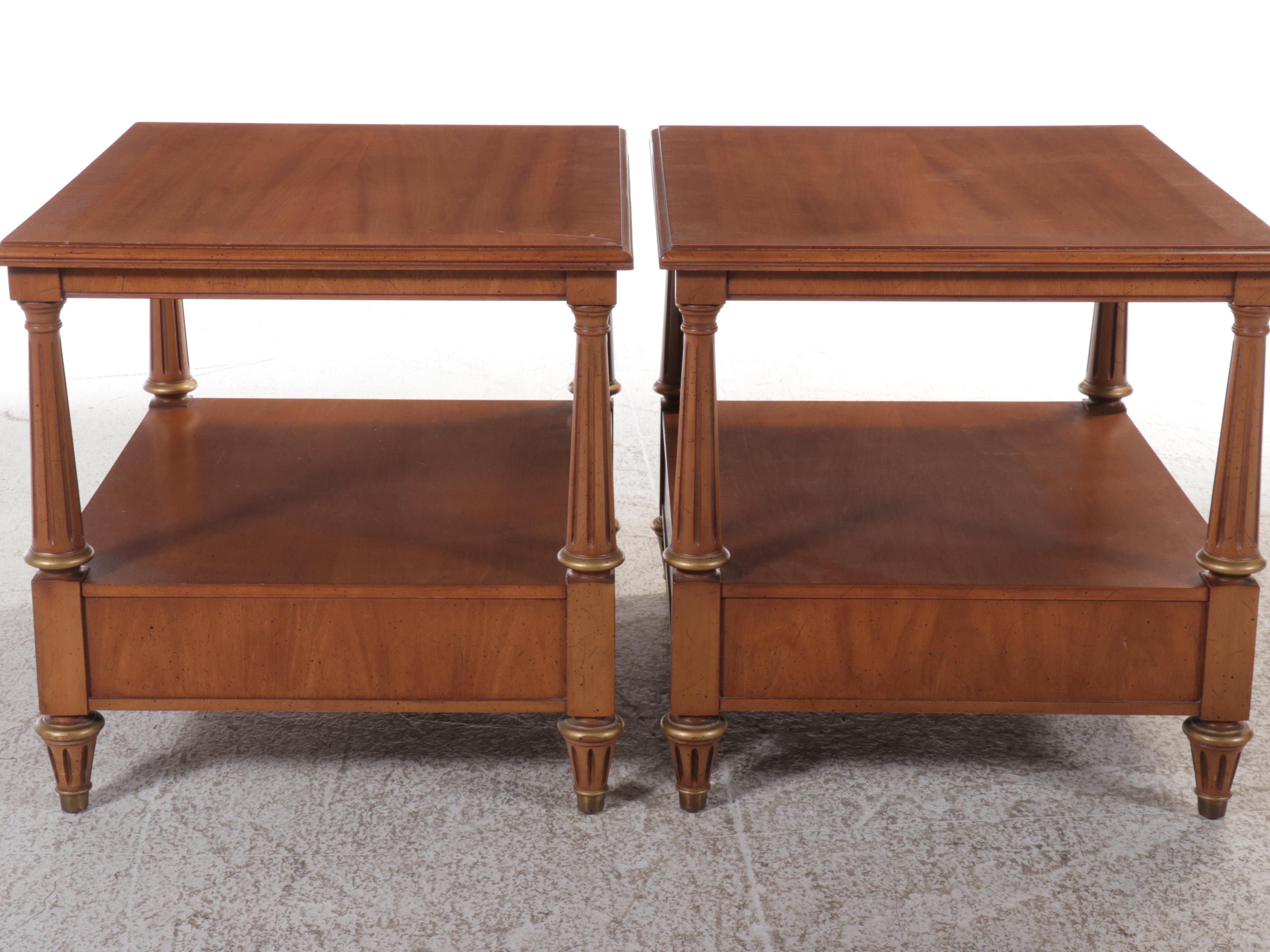 Pair of Regency Style Two-Tier Side Tables, Mid to Late 20th Century