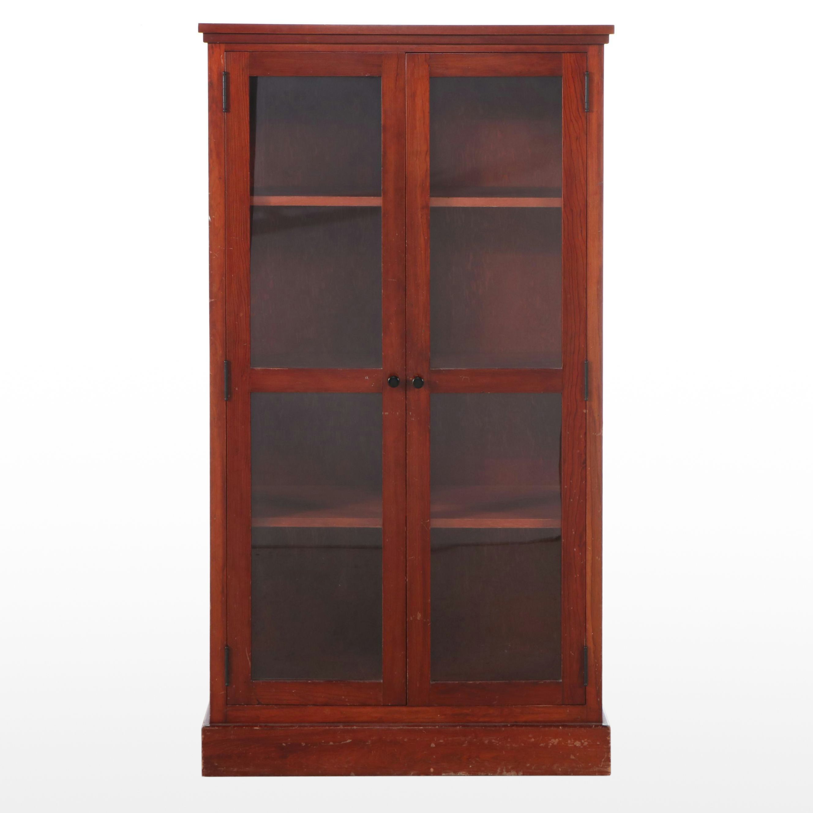 Early American Style Cherry Cabinet Bookcase, Late 20th Century
