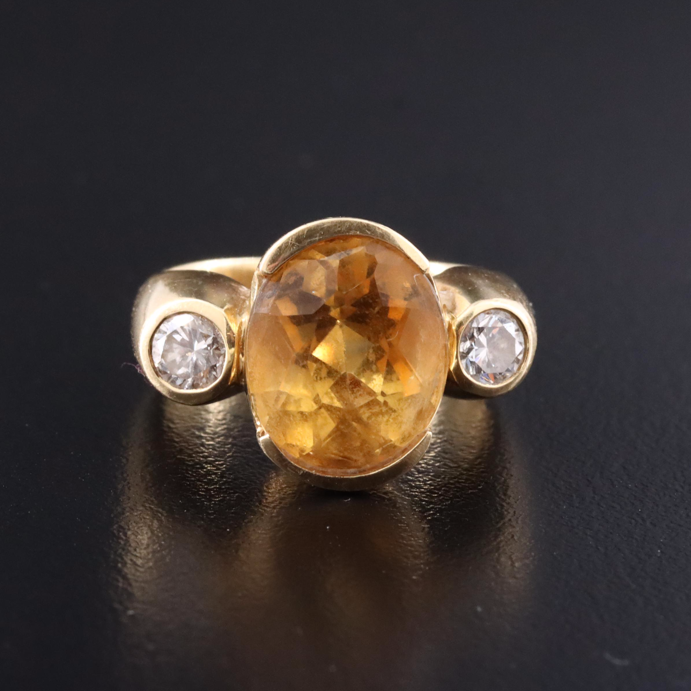 18K Citrine and Diamond Ring