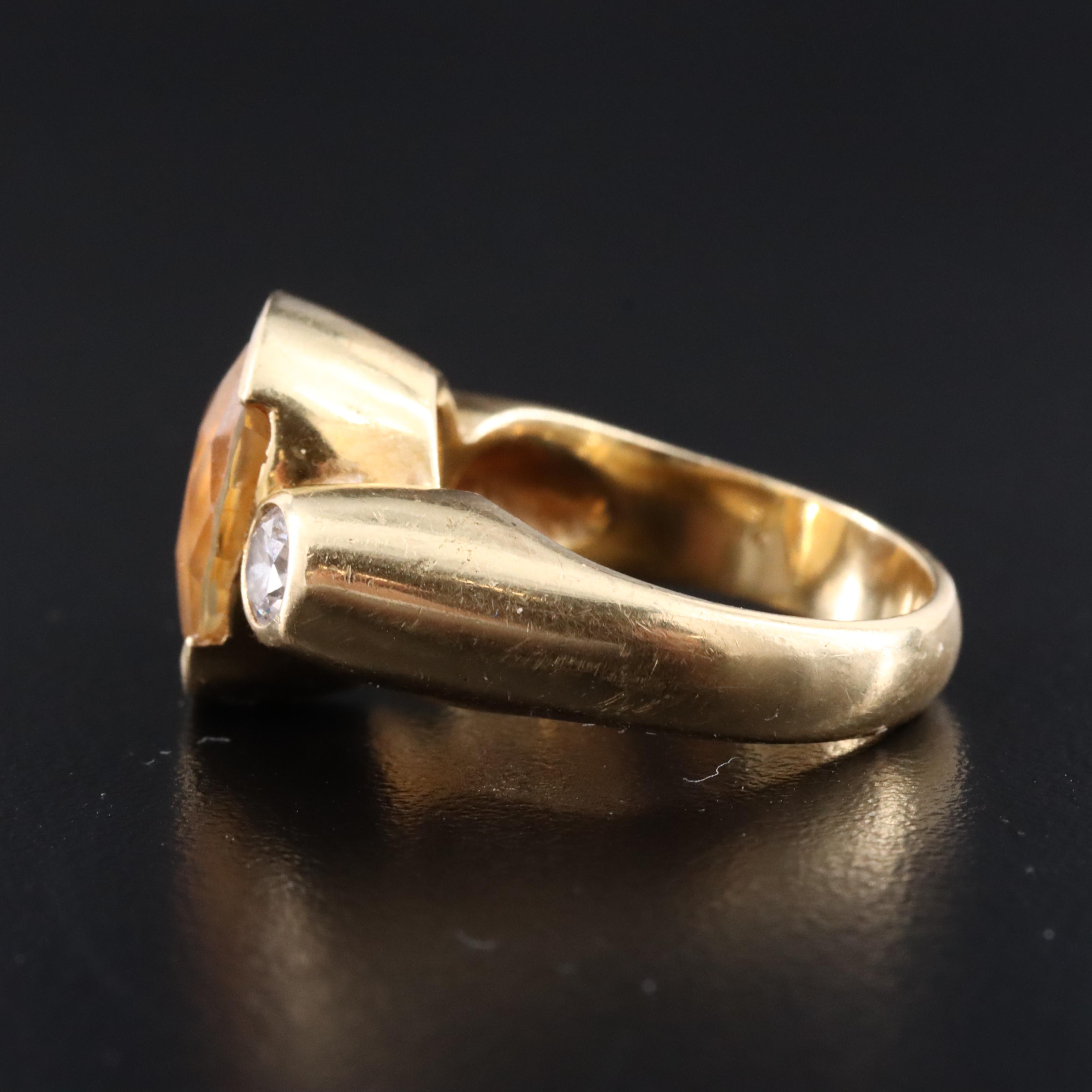 18K Citrine and Diamond Ring