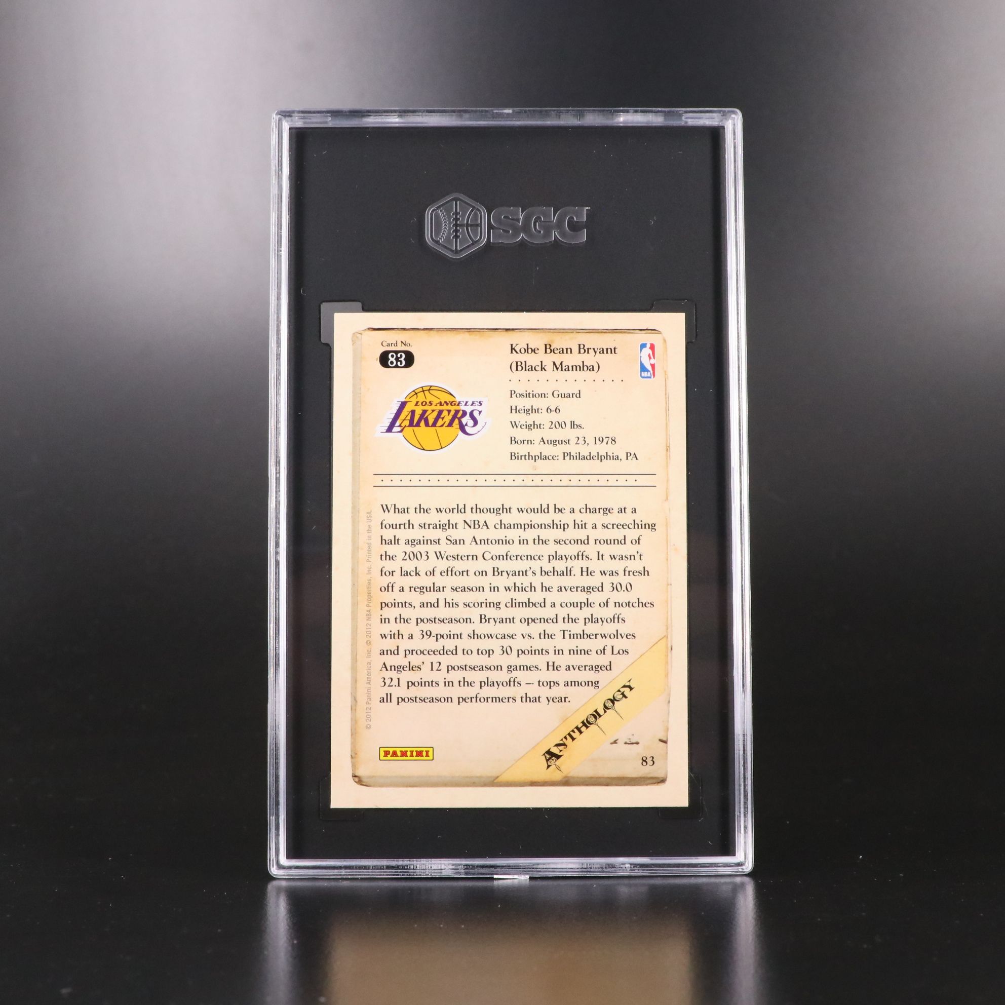 Kobe Bryant SGC Graded Los Angeles Lakers Basketball Cards, 2010s